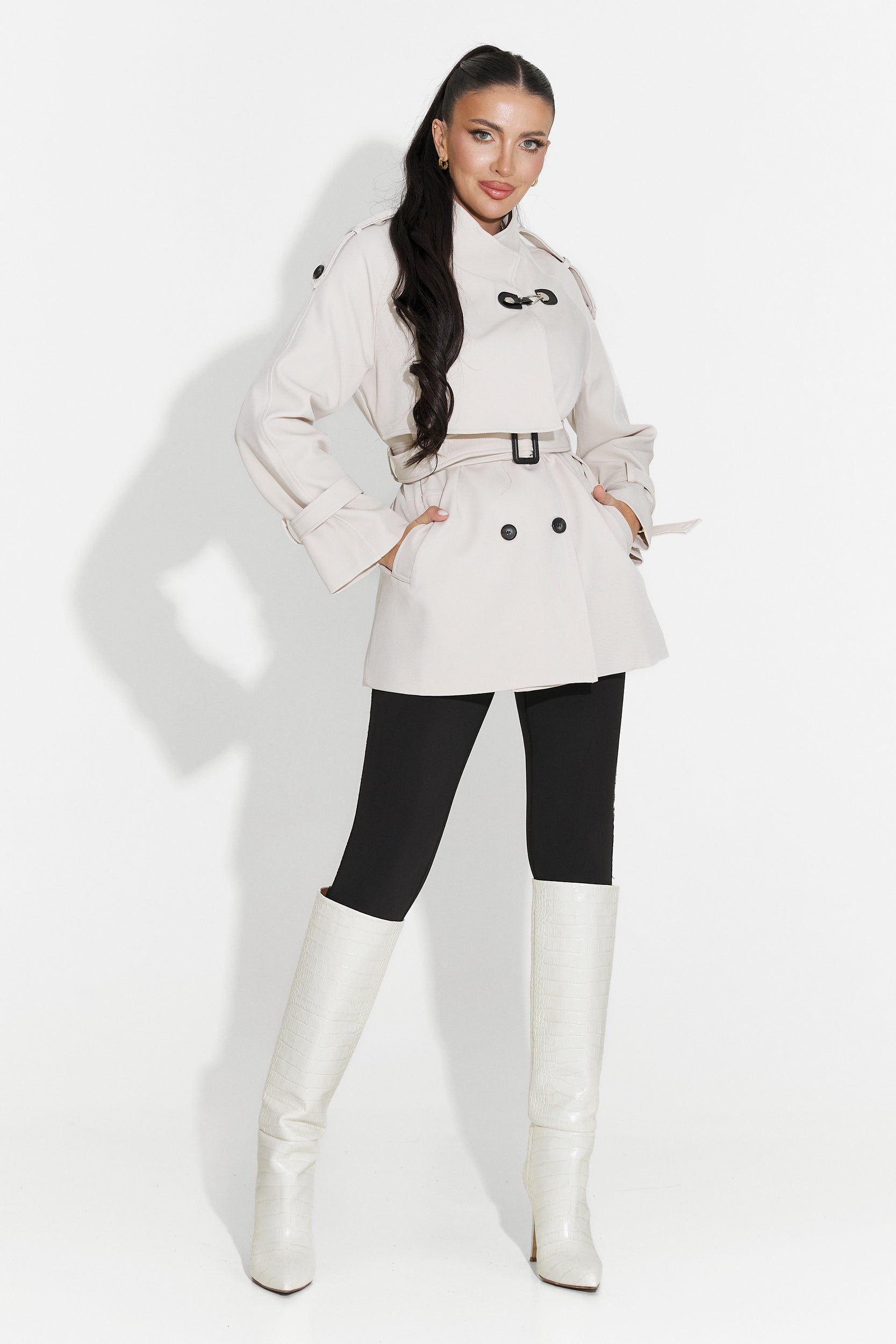 Short women's coat greige Cenavia Bogas