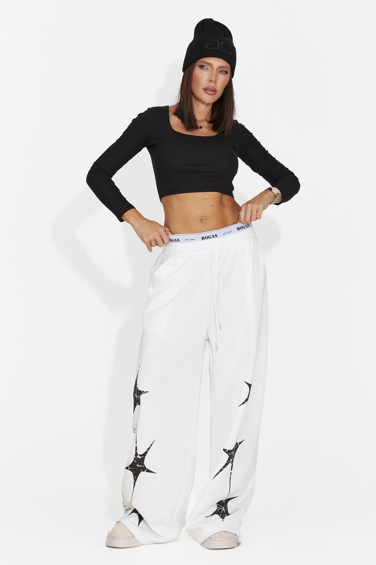 Pantaloni casual albi Riraiara Bogas