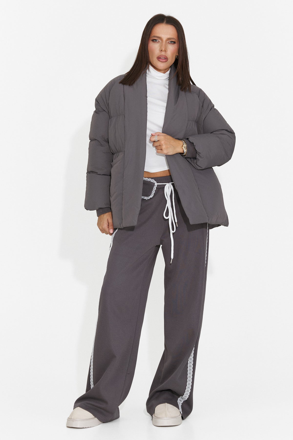 Pantaloni casual gri antracit Nulenoa Bogas