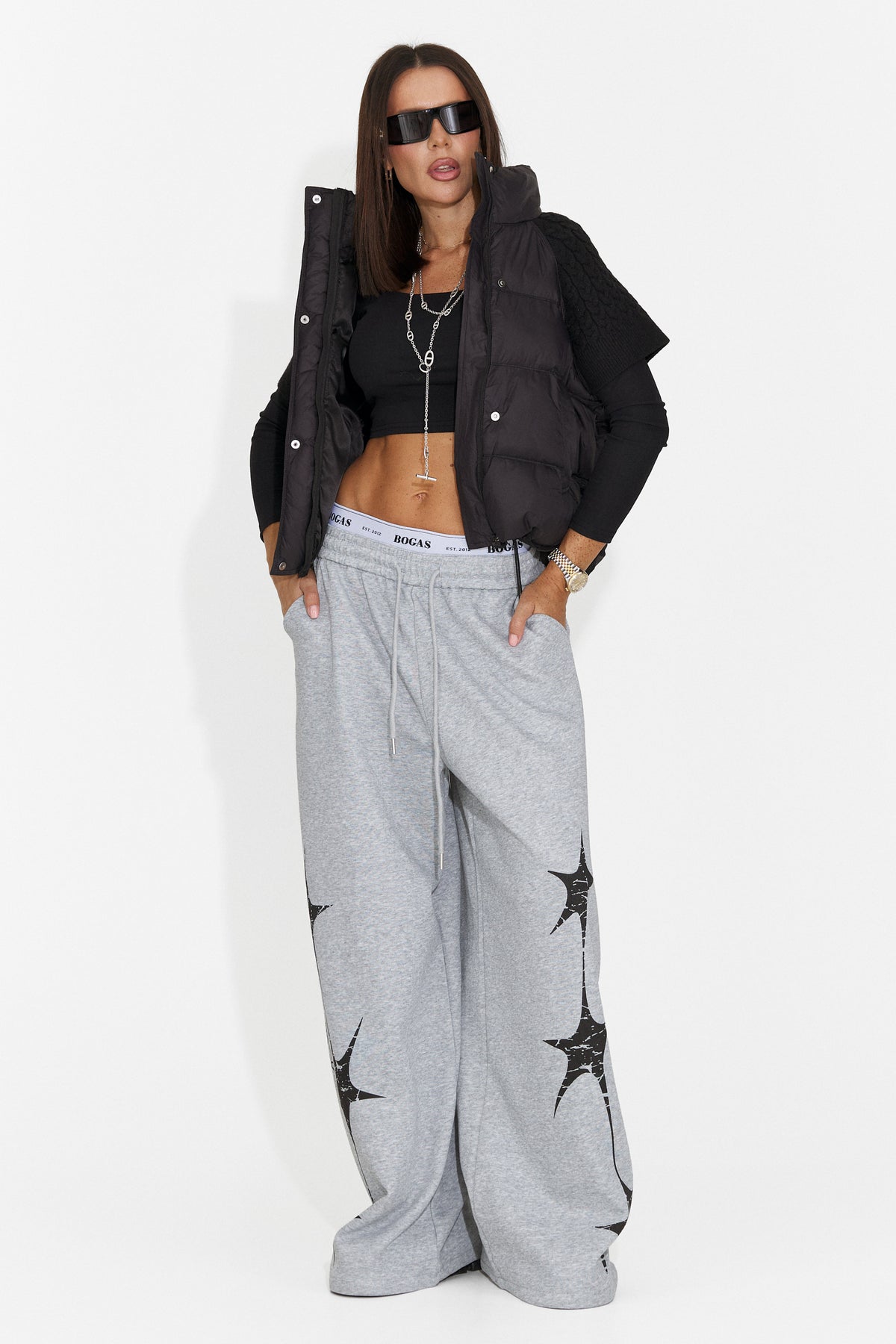 Pantaloni casual gri Riraiara Bogas