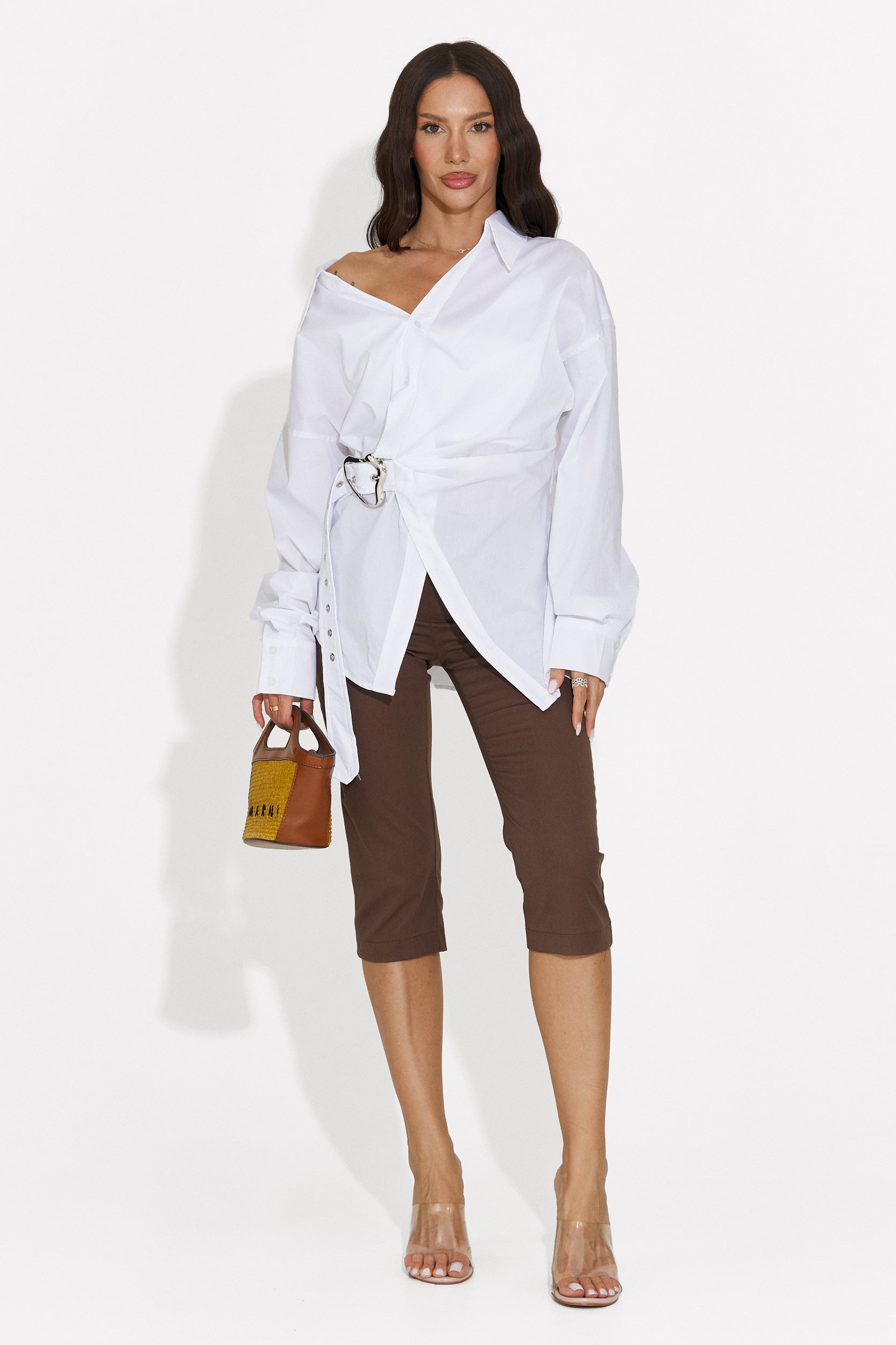 Pantaloni dama capri maro Aspazia Bogas