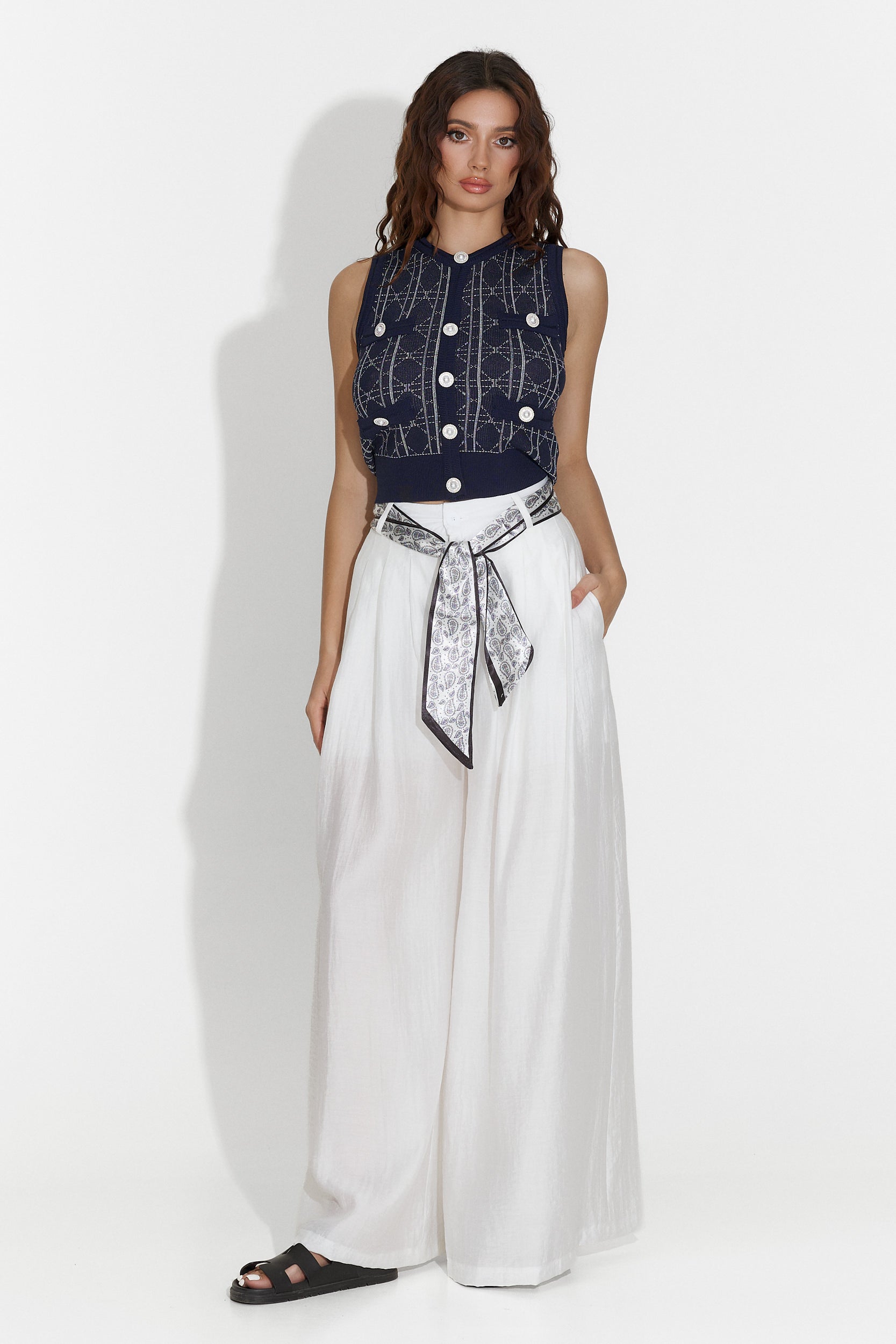 Pantaloni dama casual albi Benito Bogas