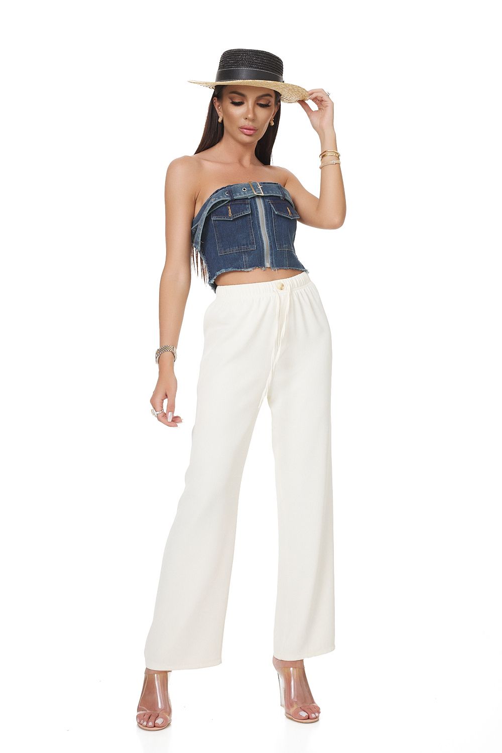 Ladies' casual white Chalciope Bogas trousers