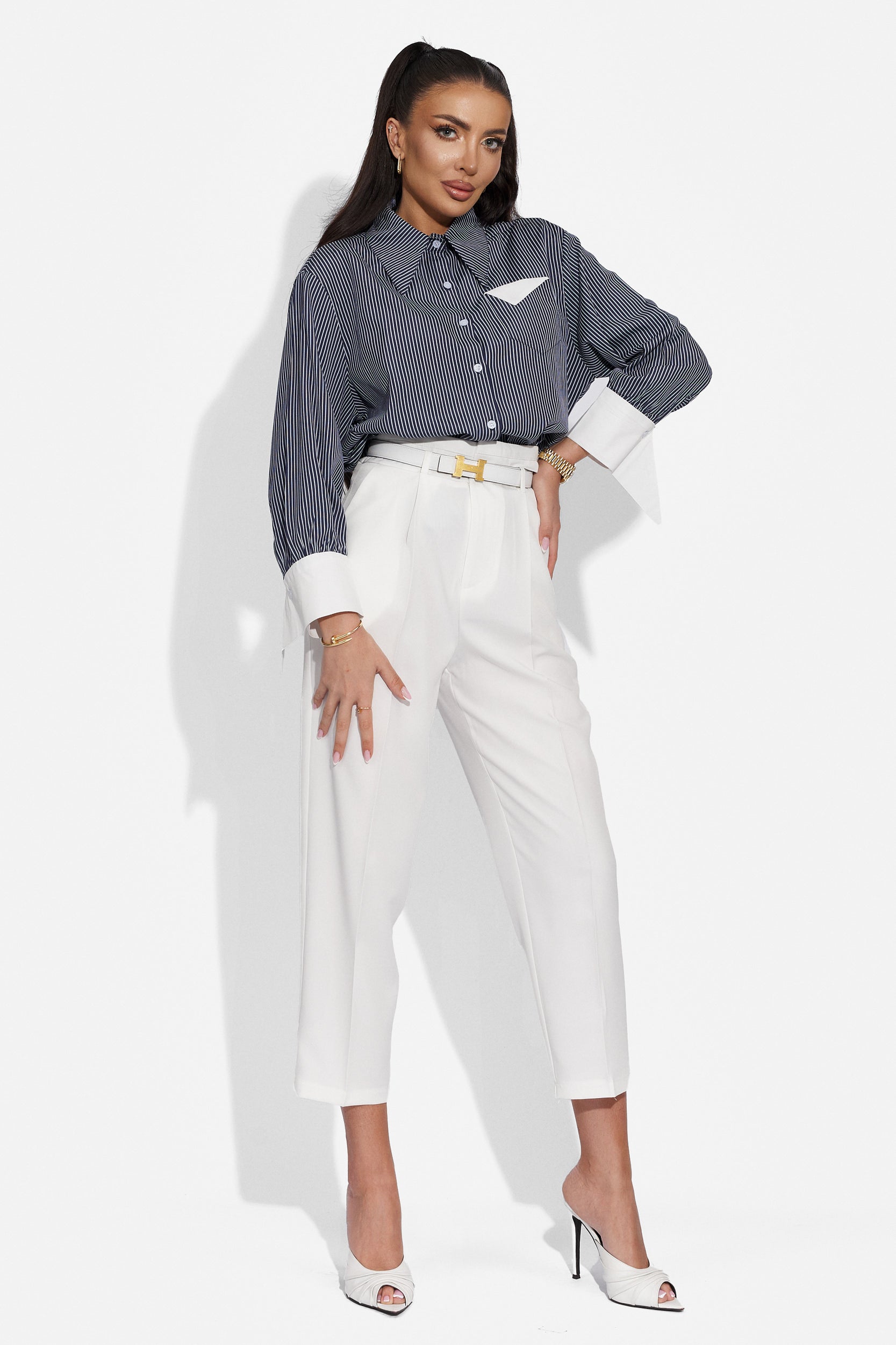 Pantaloni dama casual albi Gerardis Bogas