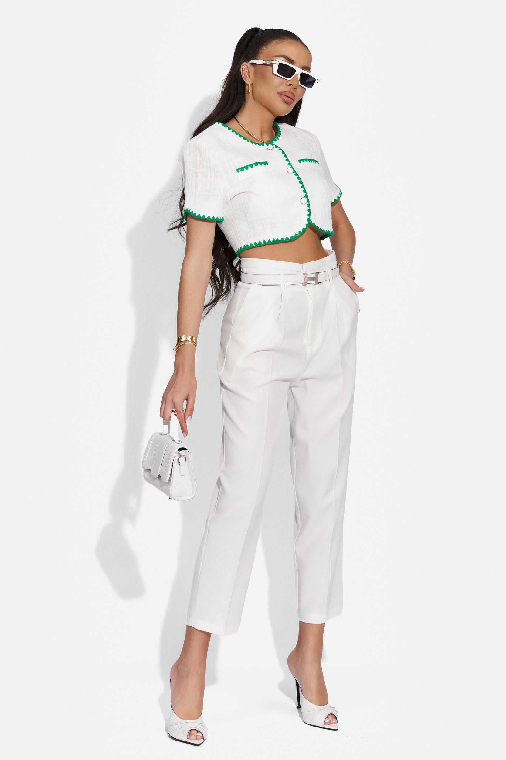 Pantaloni dama casual albi Gerardis Bogas