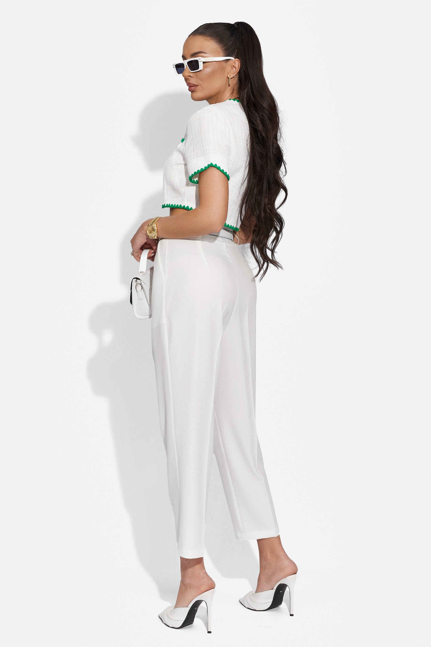 Pantaloni dama casual albi Gerardis Bogas