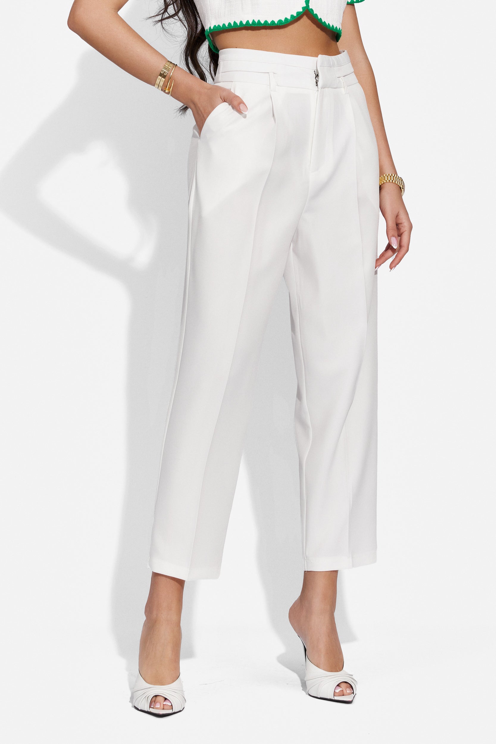 Pantaloni dama casual albi Gerardis Bogas