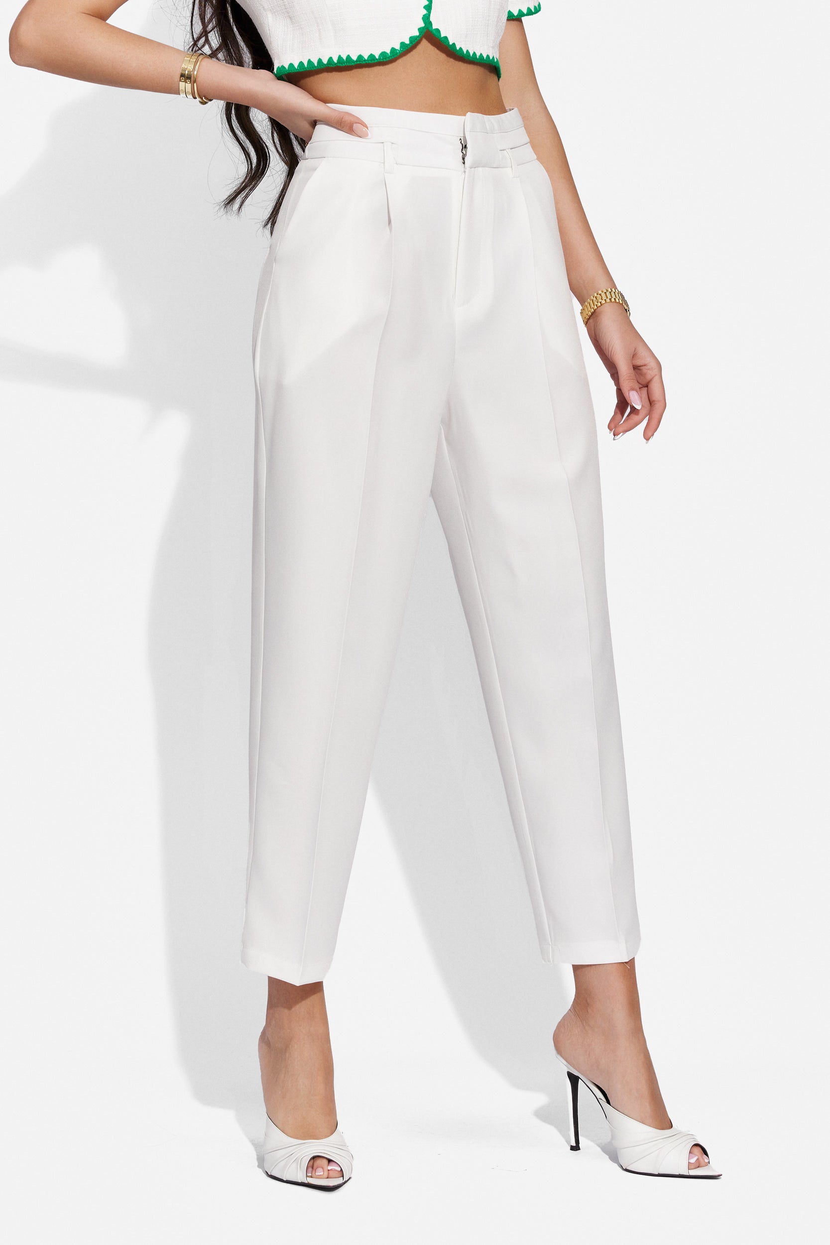 Pantaloni dama casual albi Gerardis Bogas