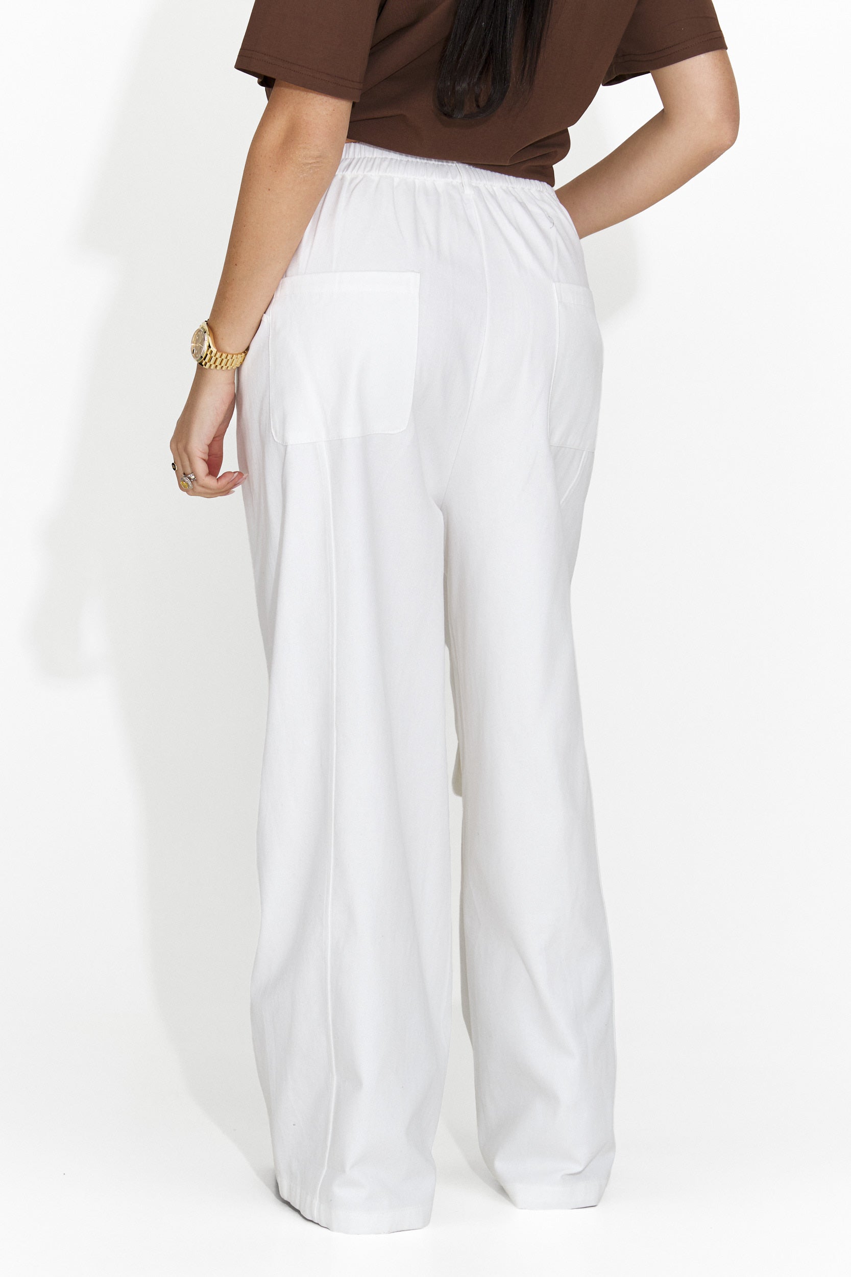 Pantaloni dama casual albi Nederia Bogas