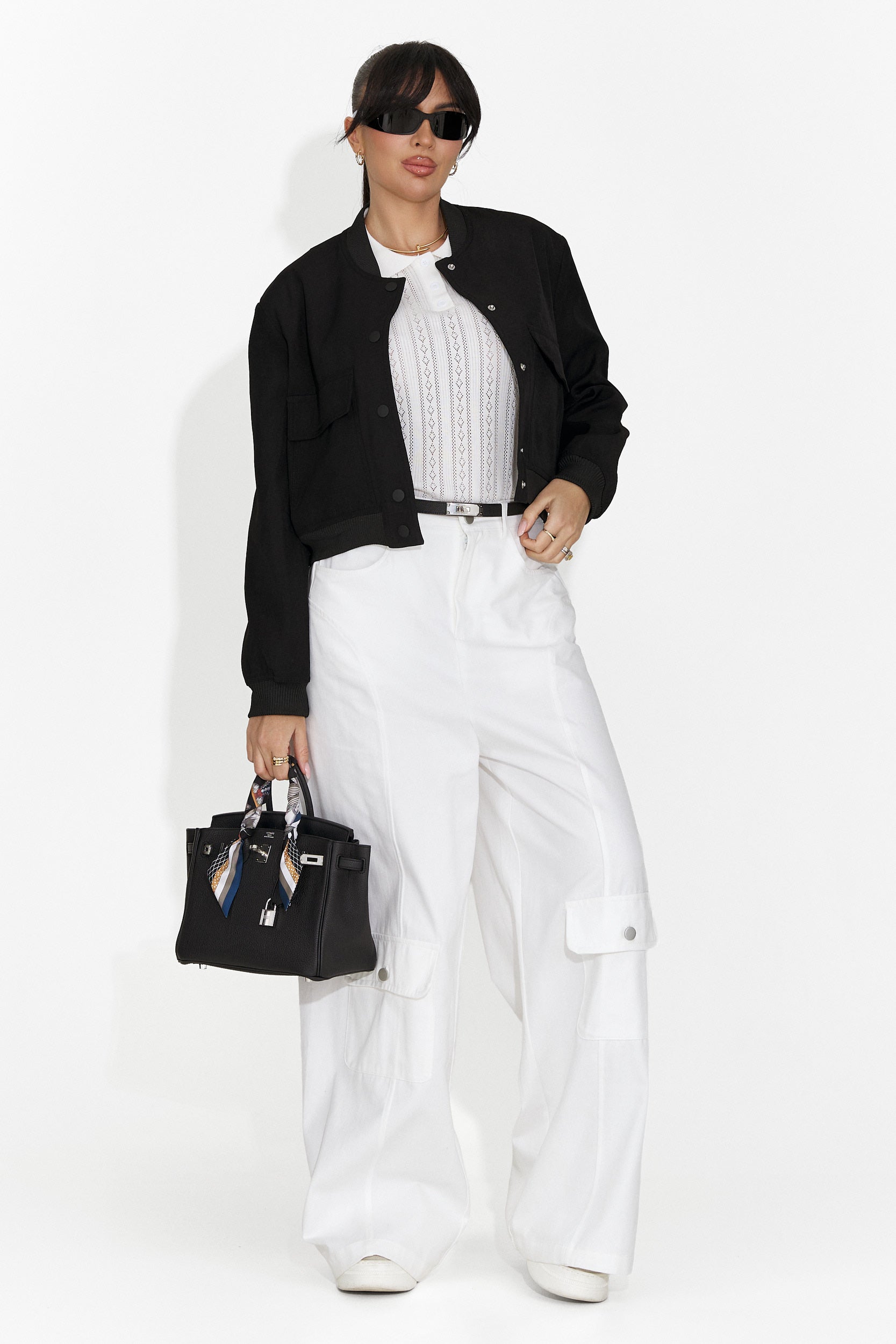 Pantaloni dama casual albi Nederia Bogas