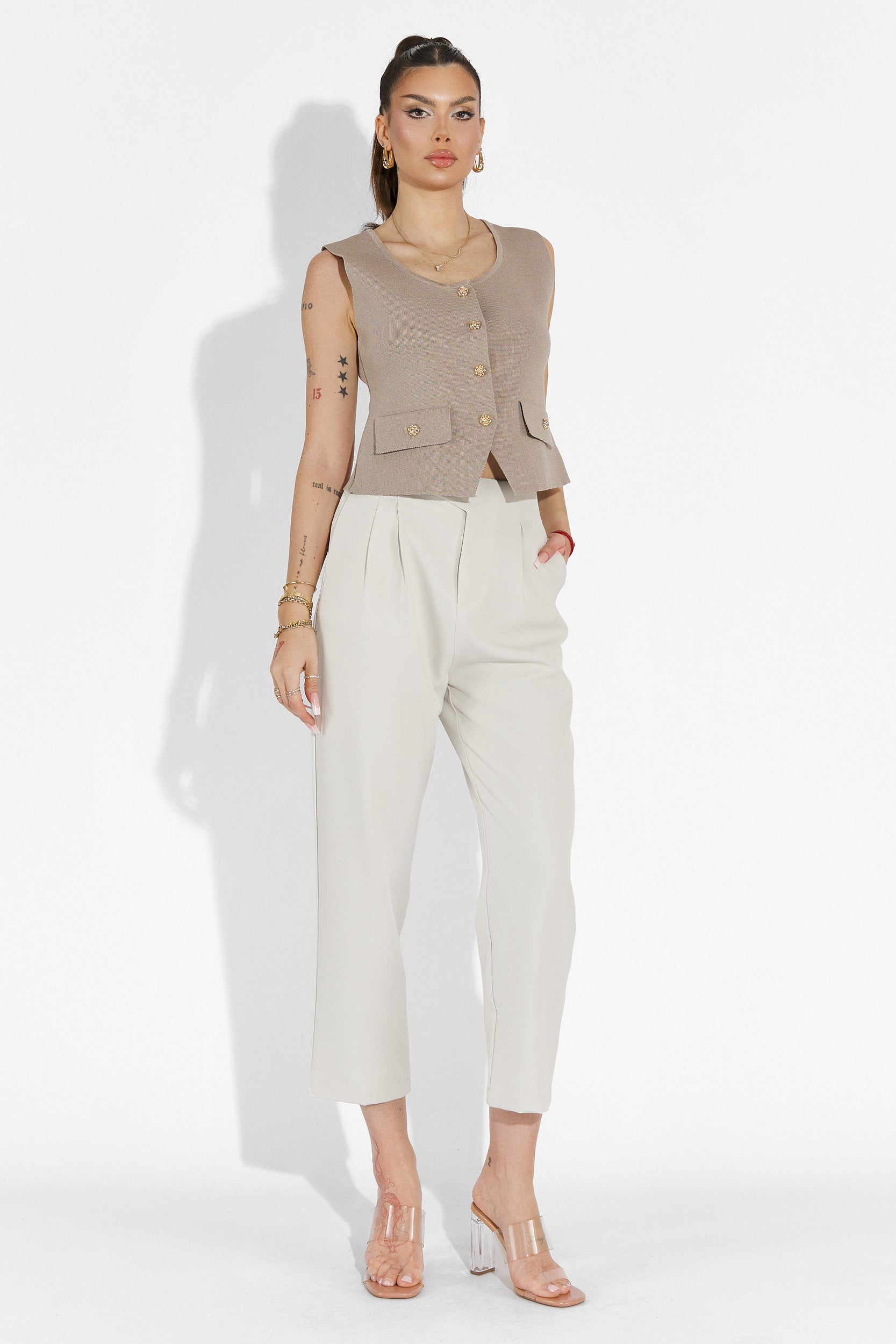 Pantaloni dama casual bej Alvaro Bogas