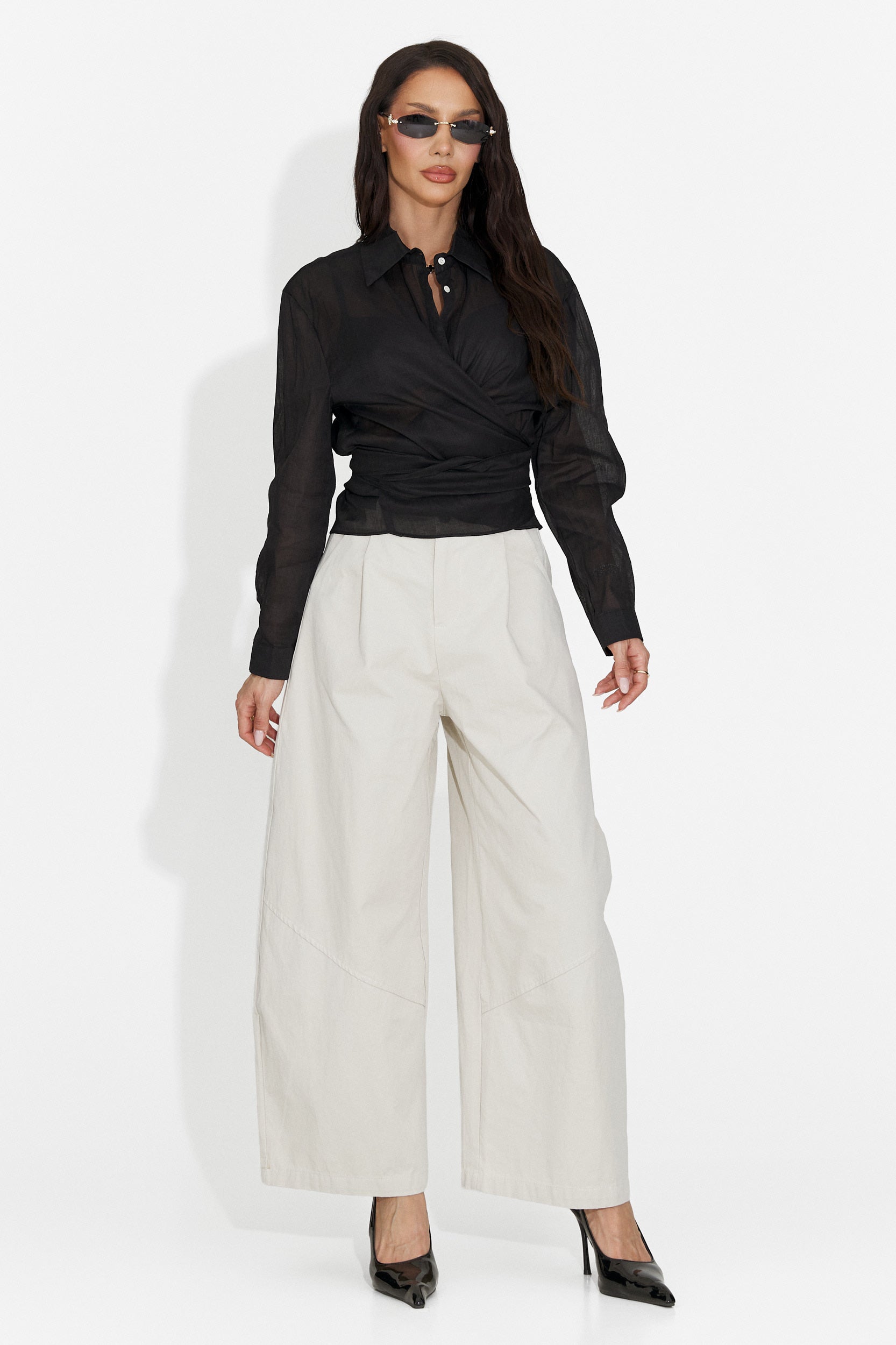Pantaloni dama casual bej Horwed Bogas