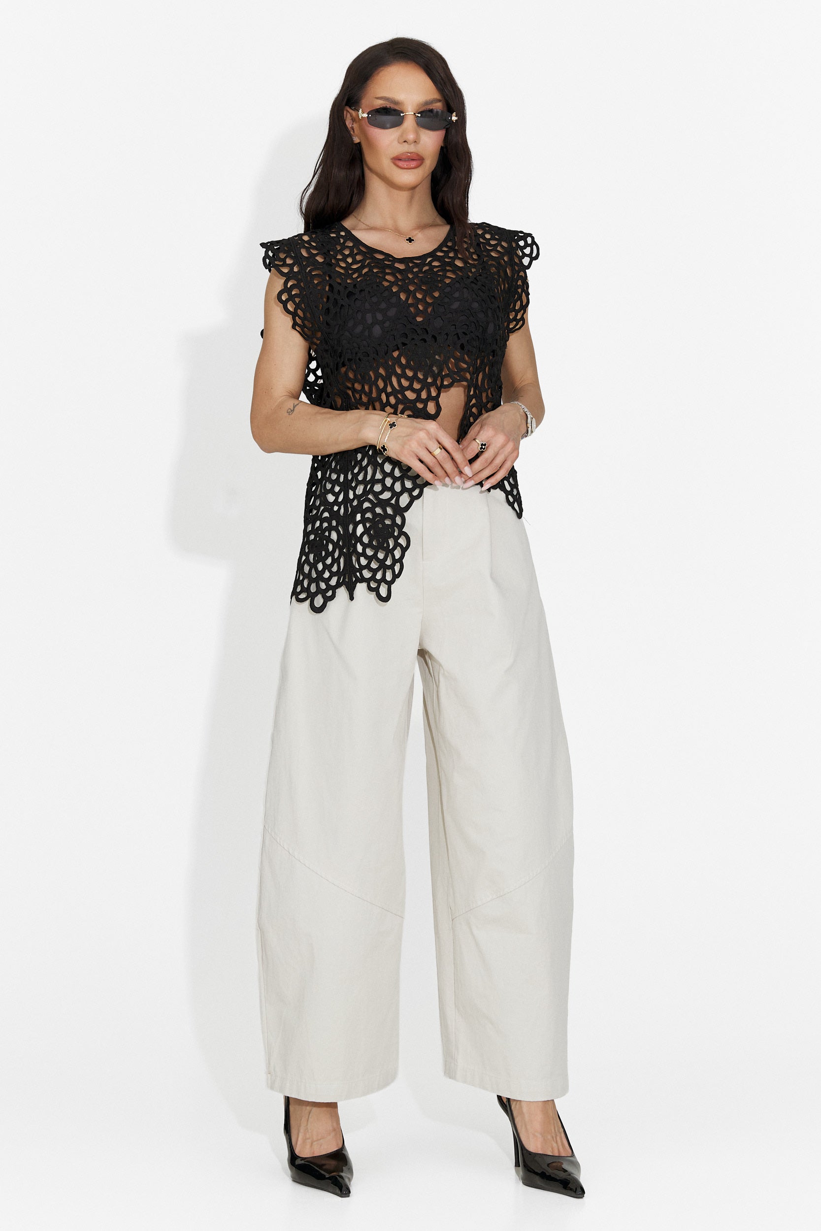 Pantaloni dama casual bej Horwed Bogas
