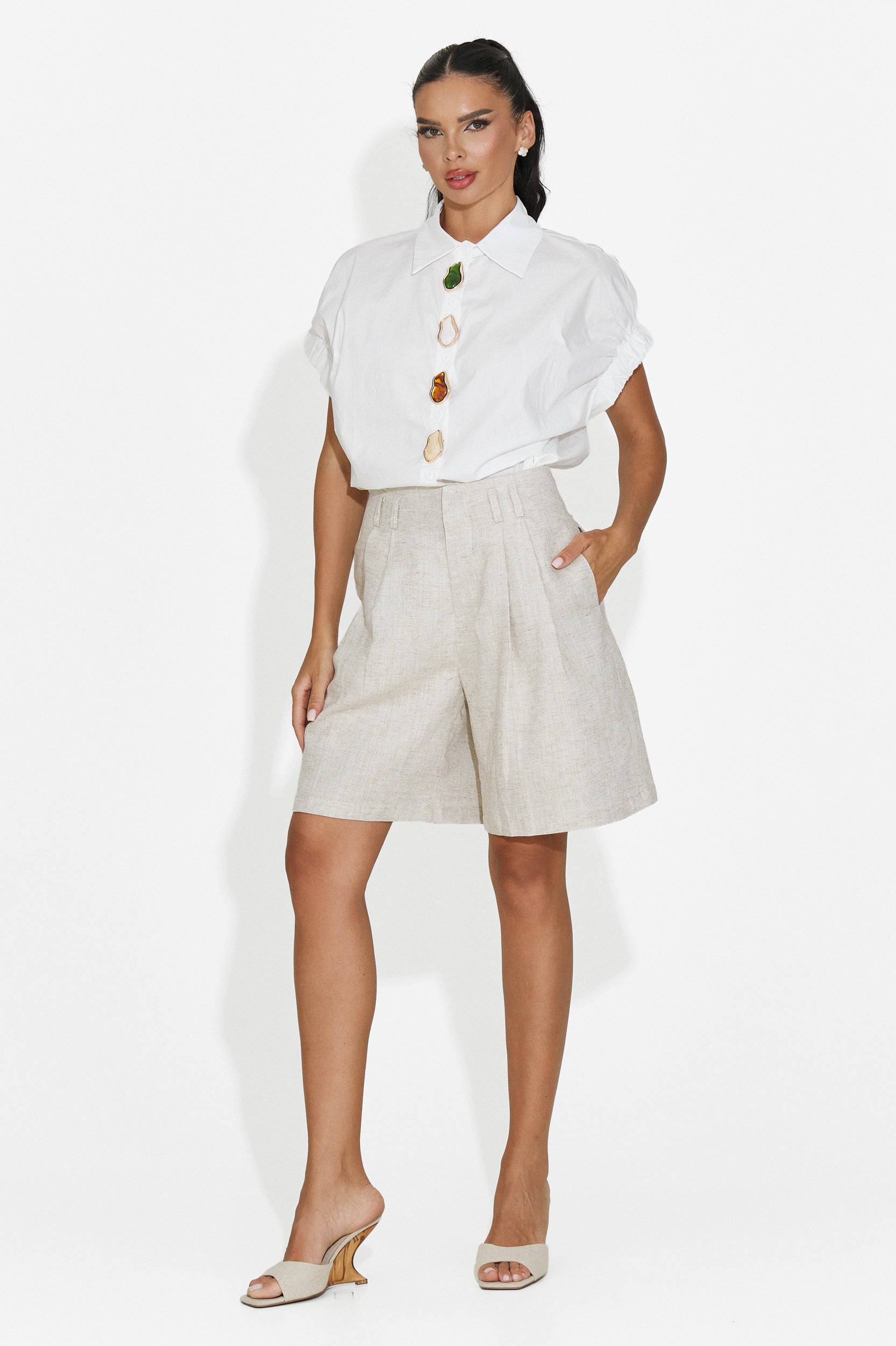 Pantaloni dama casual bej Ofelyna Bogas