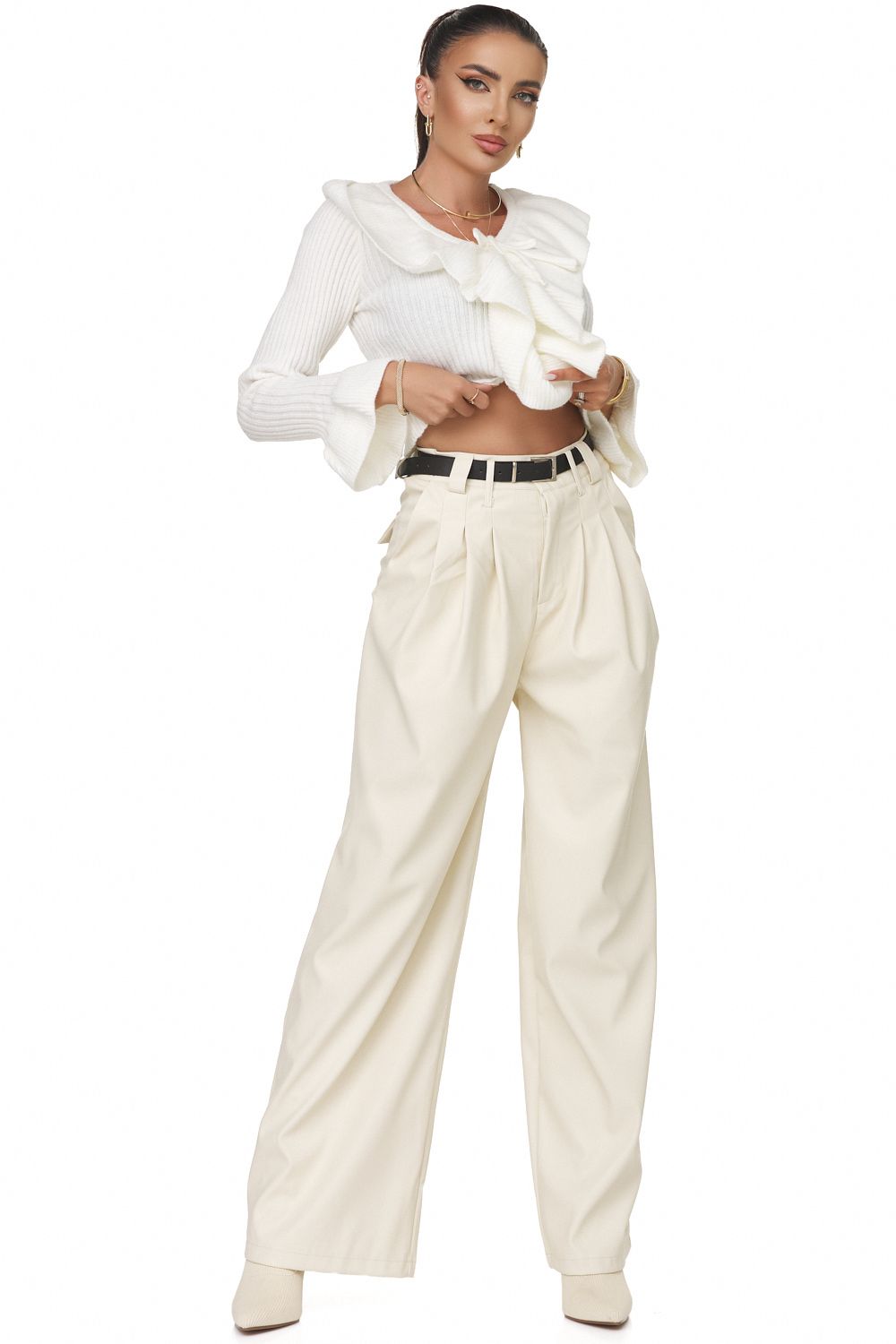 Pantaloni dama casual bej Totesia Bogas