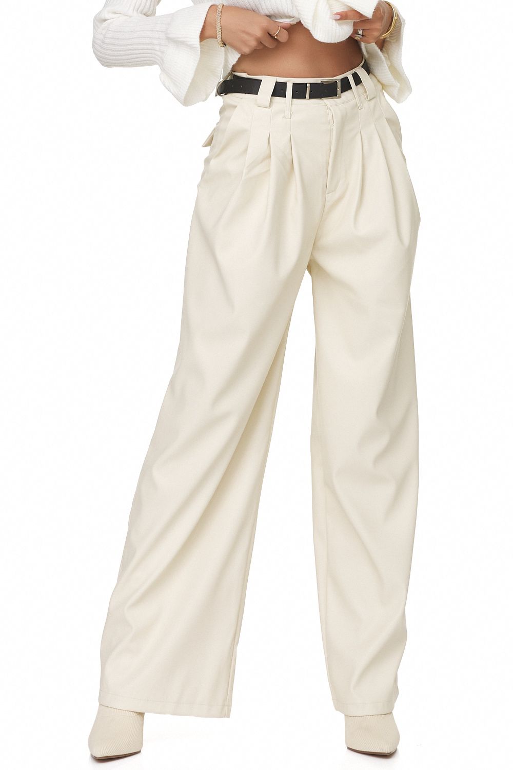 Pantaloni dama casual bej Totesia Bogas