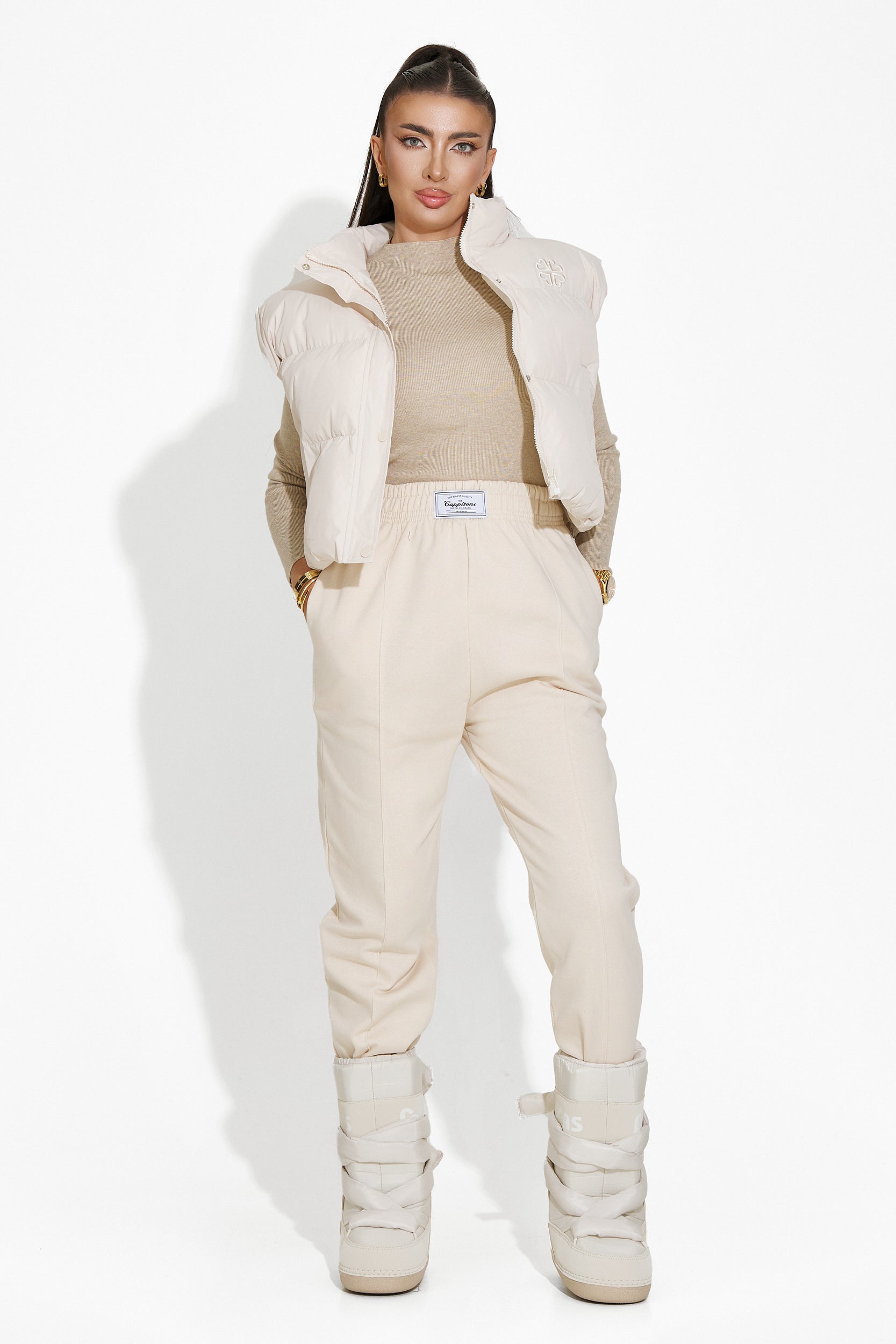 Pantaloni dama casual bej Zivina Bogas