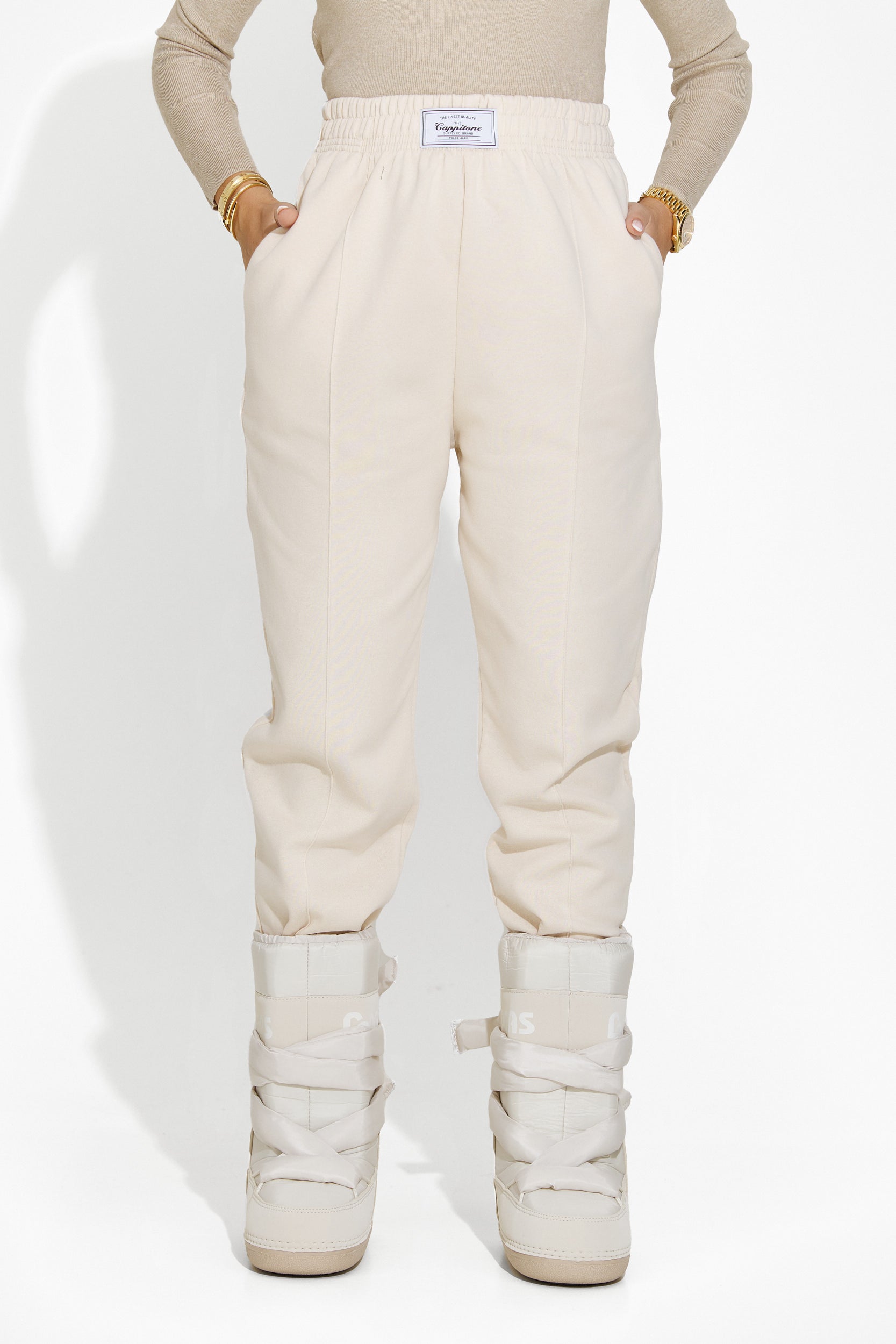 Pantaloni dama casual bej Zivina Bogas