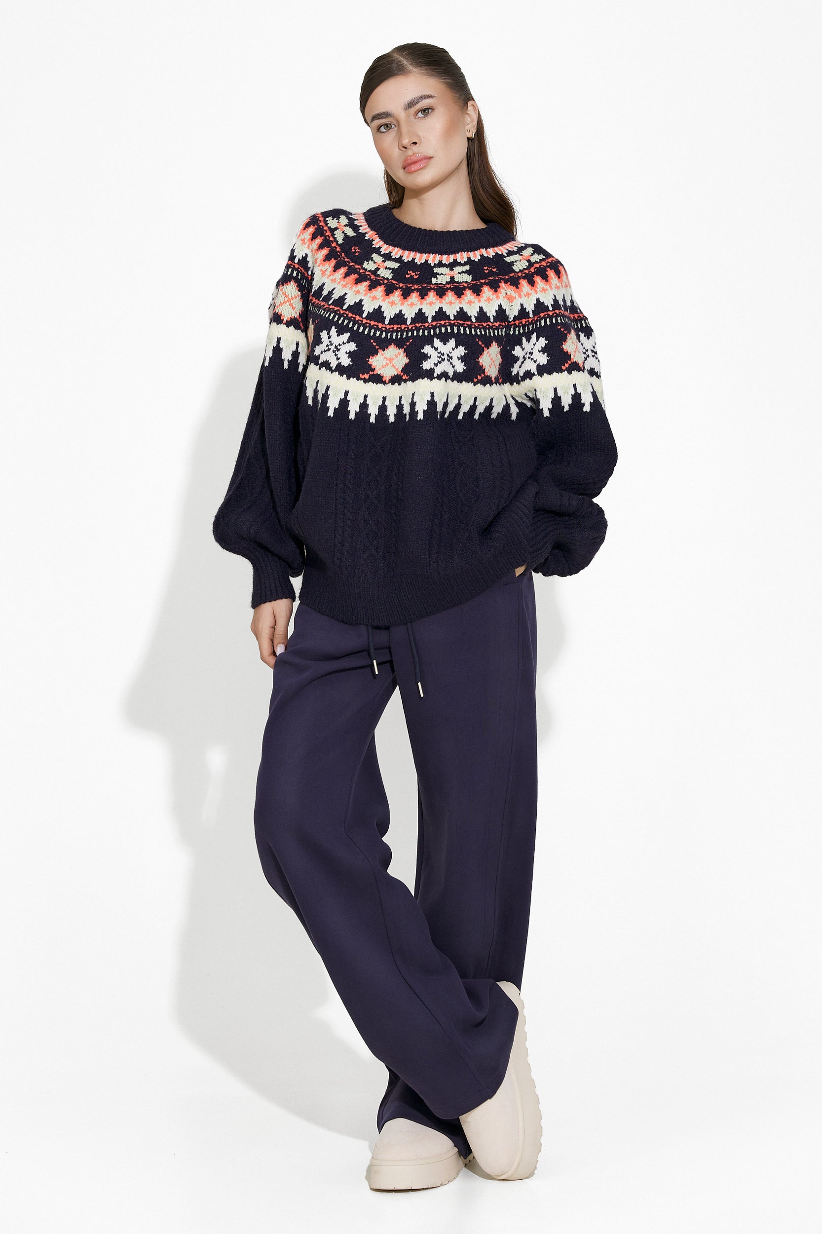 Pantaloni dama casual bleumarin Manye Bogas