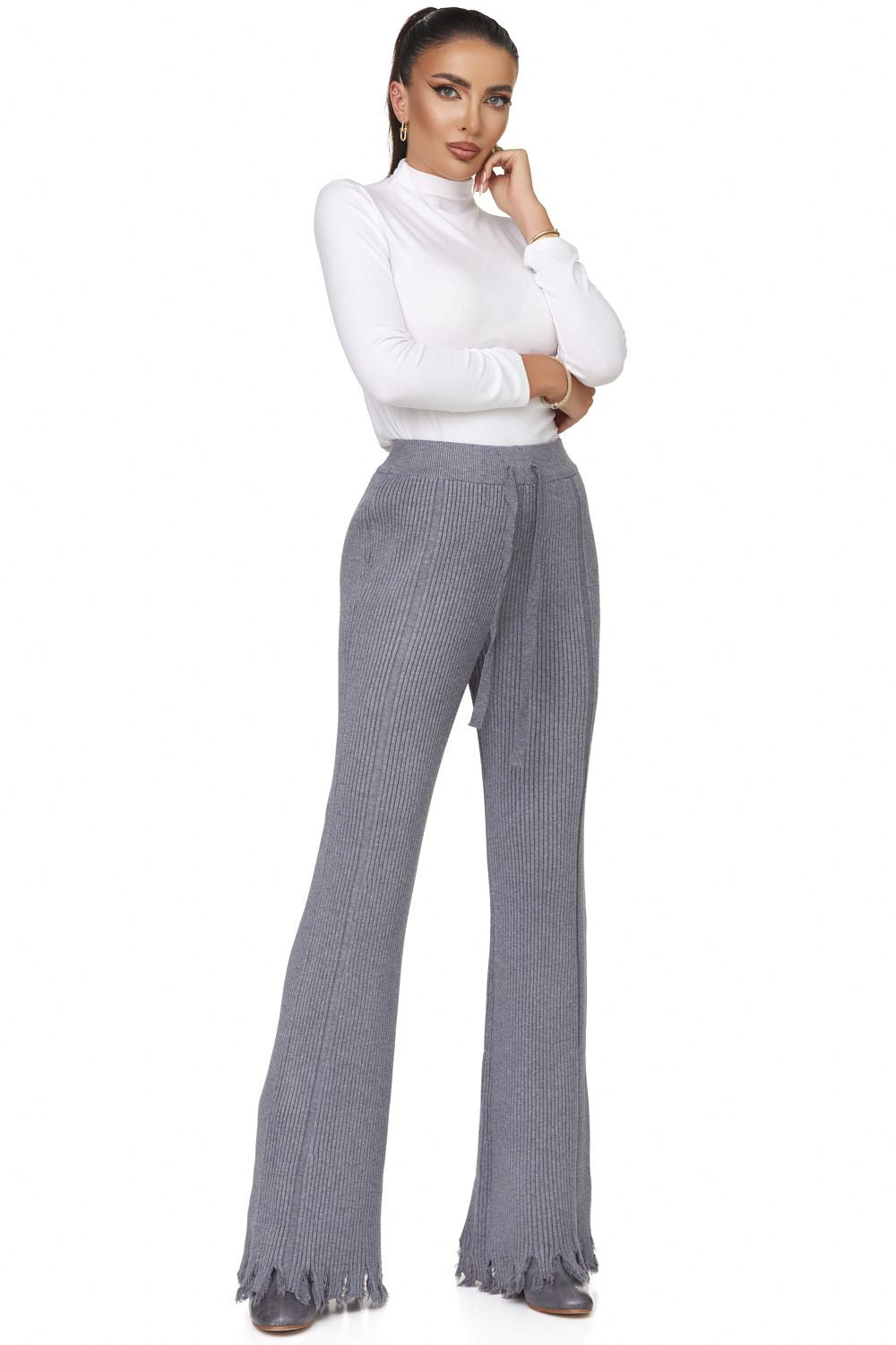 Pantaloni dama casual gri Karlis Bogas