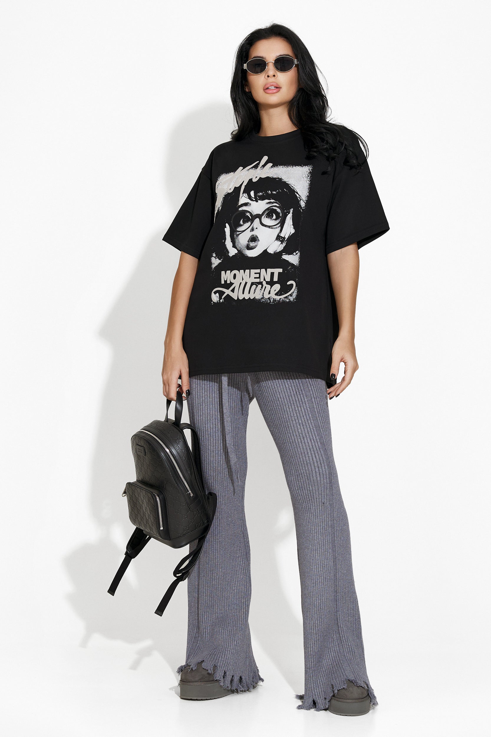 Pantaloni dama casual gri Lotie Bogas
