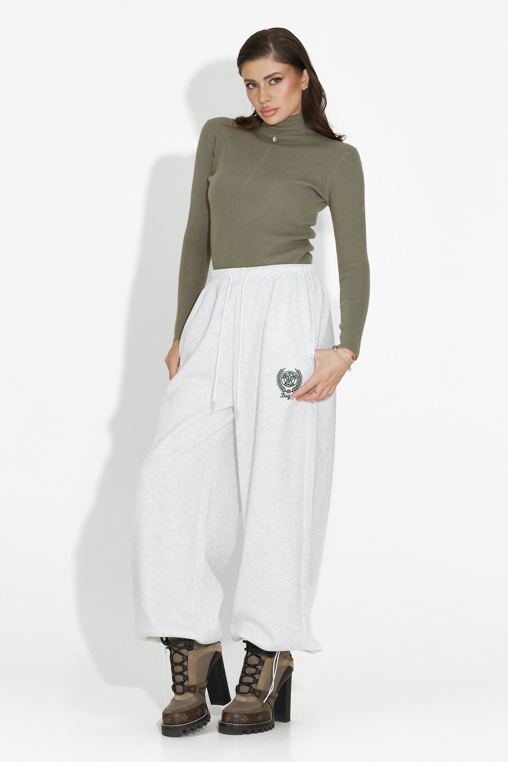 Pantaloni dama casual gri Novirene Bogas