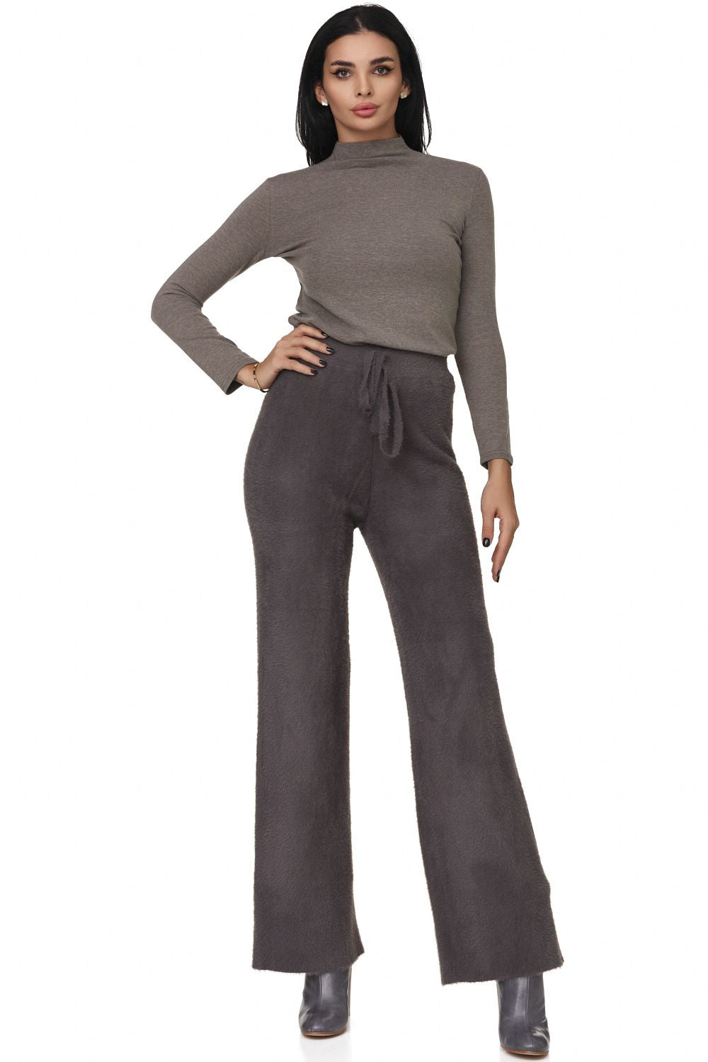 Pantaloni dama casual gri Pasmis Bogas