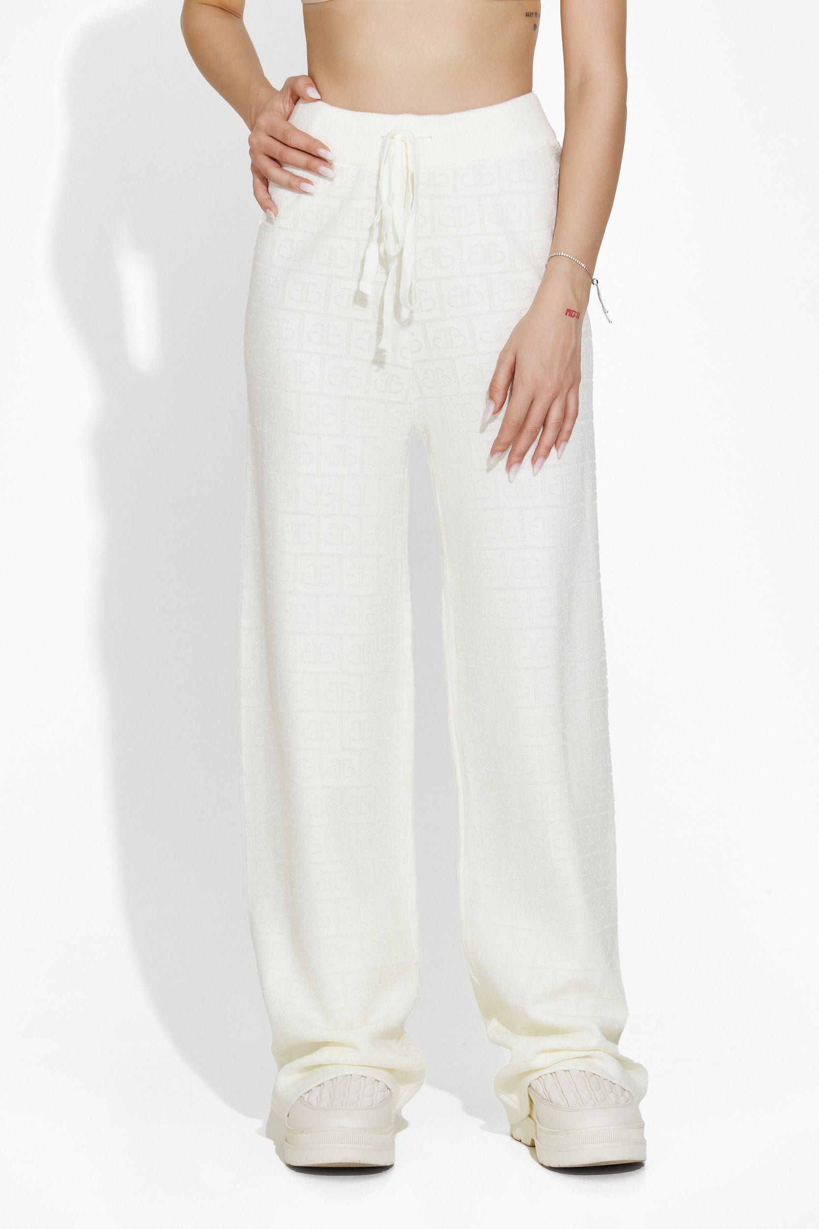Pantaloni dama casual albi Tisya Bogas
