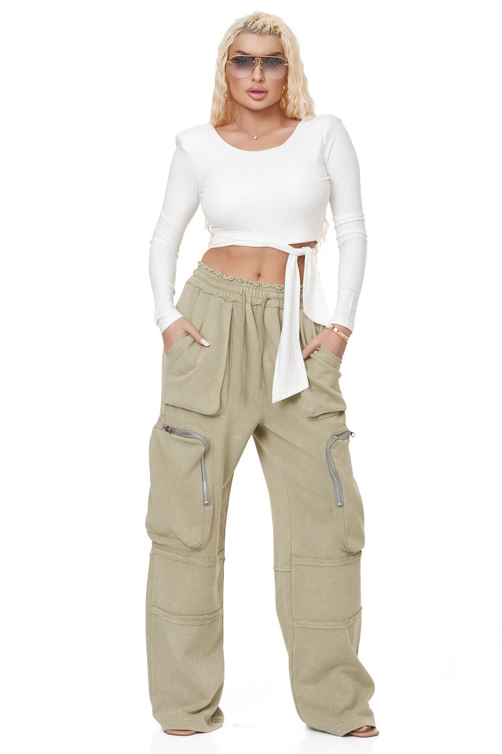 Pantaloni dama casual kaki Menila Bogas