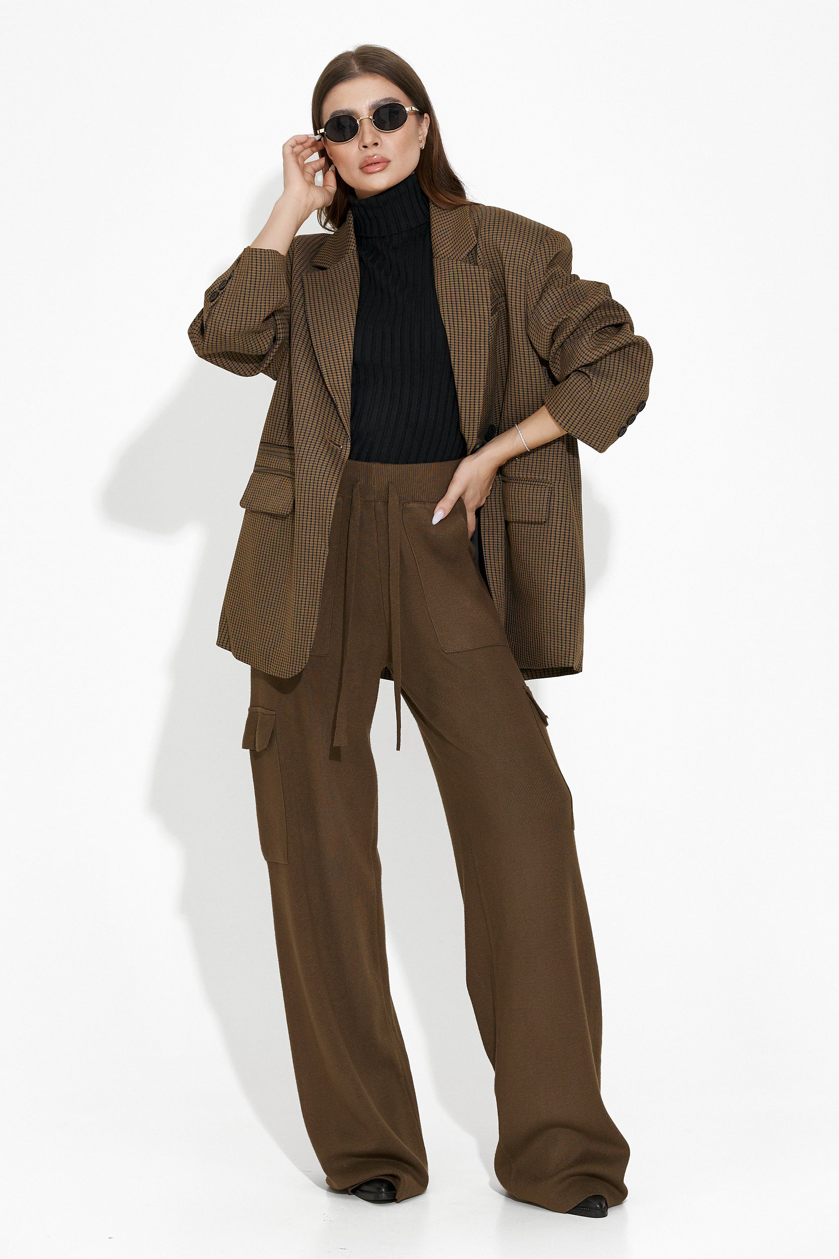 Pantaloni dama casual maro Asdena Bogas