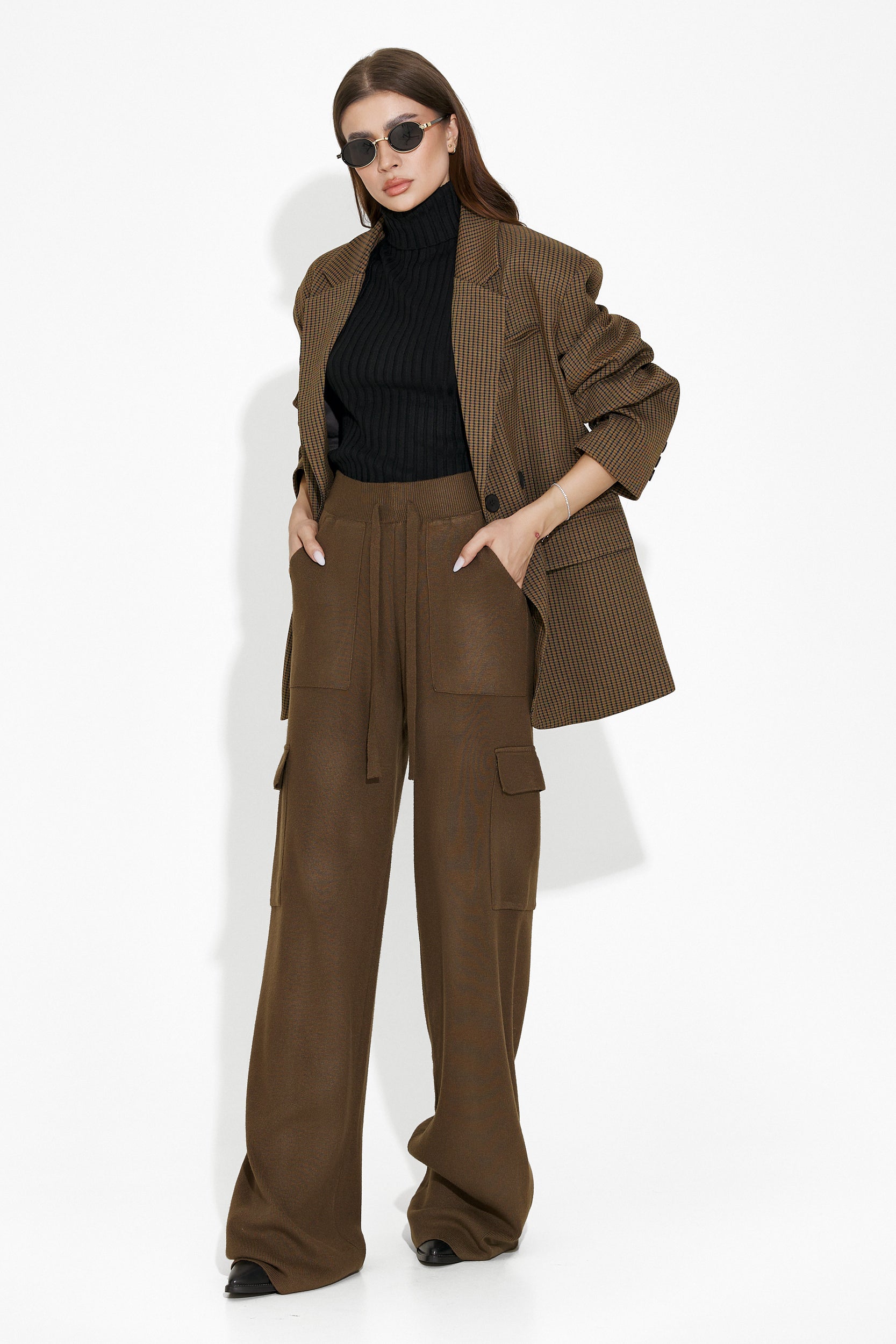 Pantaloni dama casual maro Asdena Bogas