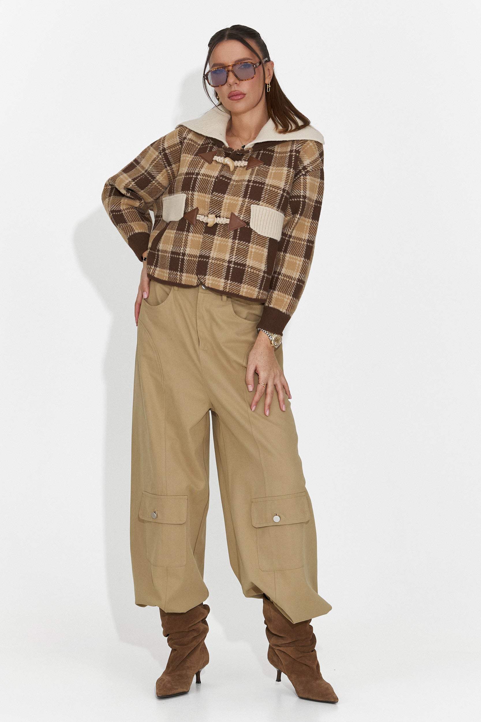 Pantaloni dama casual maro Nederia Bogas