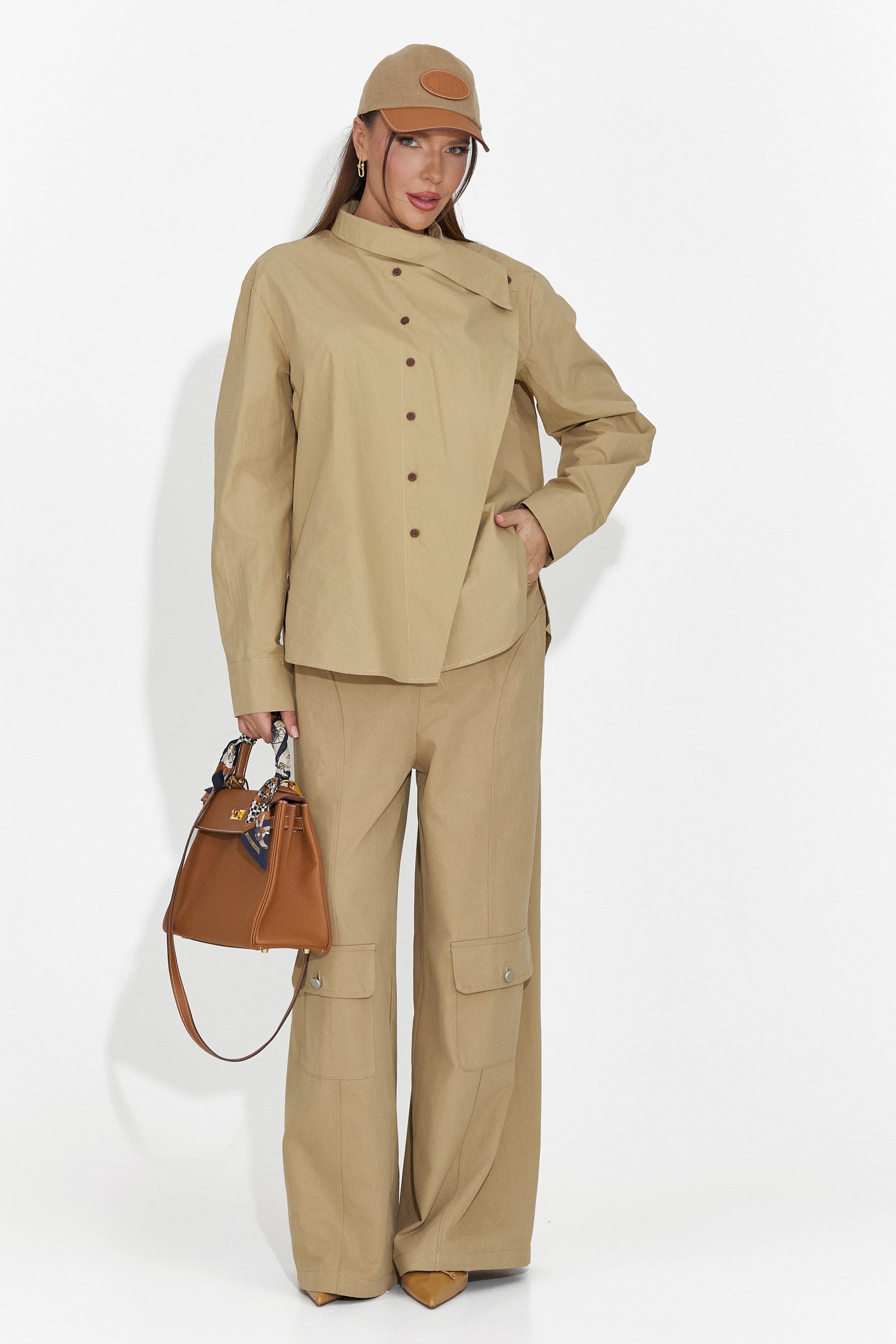 Pantaloni dama casual maro Nederia Bogas
