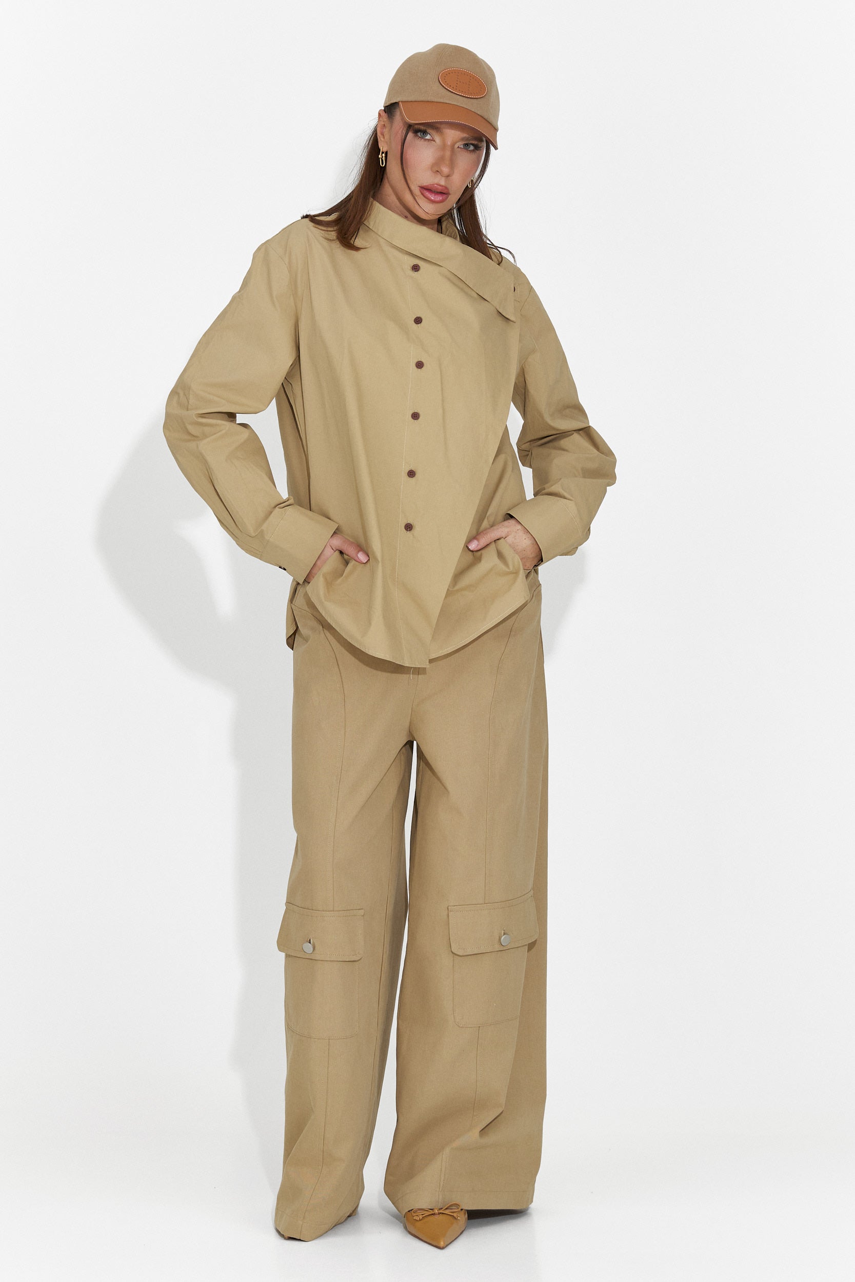 Pantaloni dama casual maro Nederia Bogas