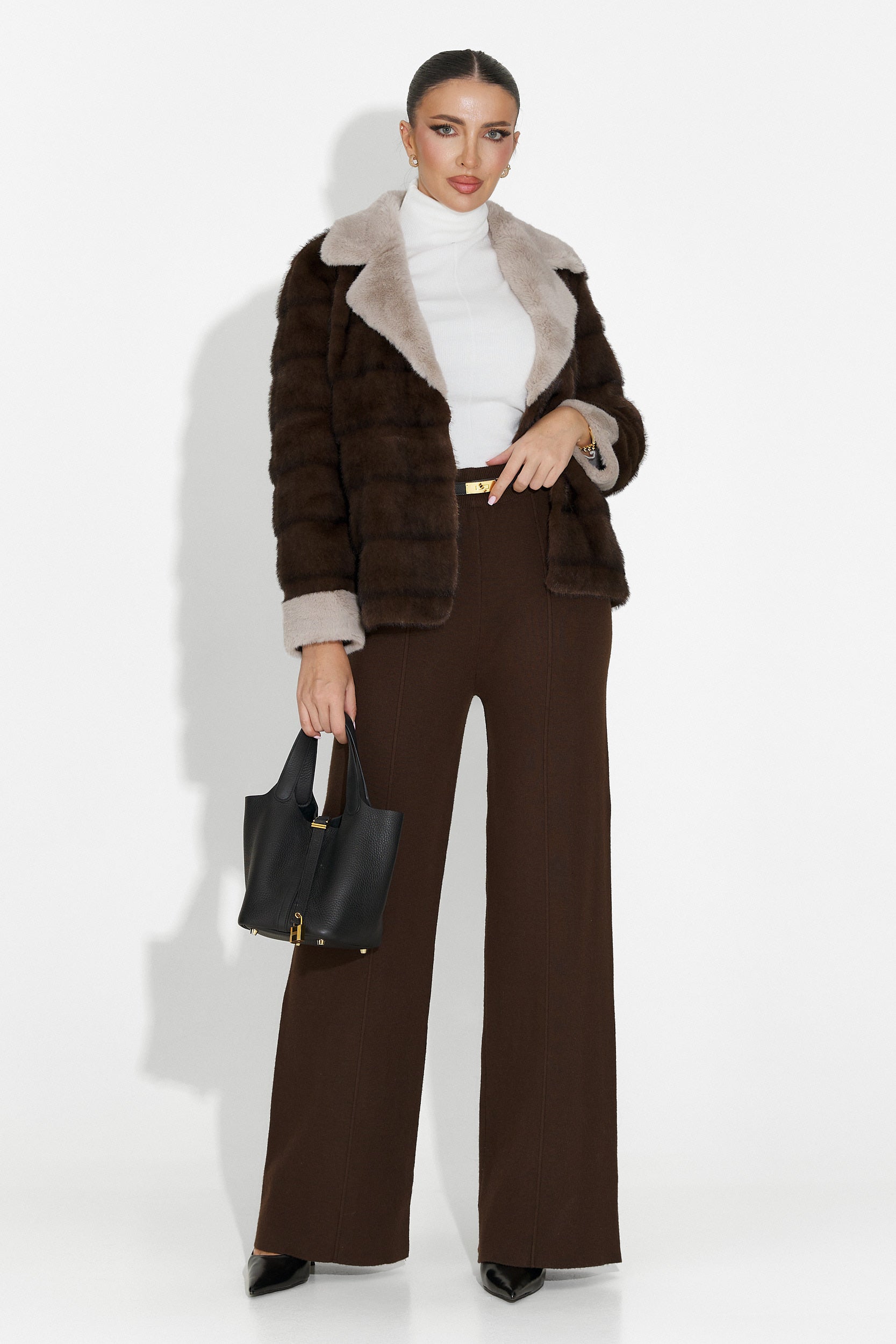 Pantaloni dama casual maro Pietrina Bogas