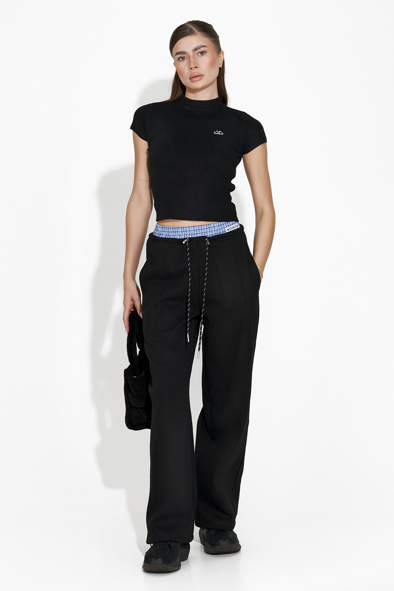 Pantaloni dama casual negri Elease Bogas