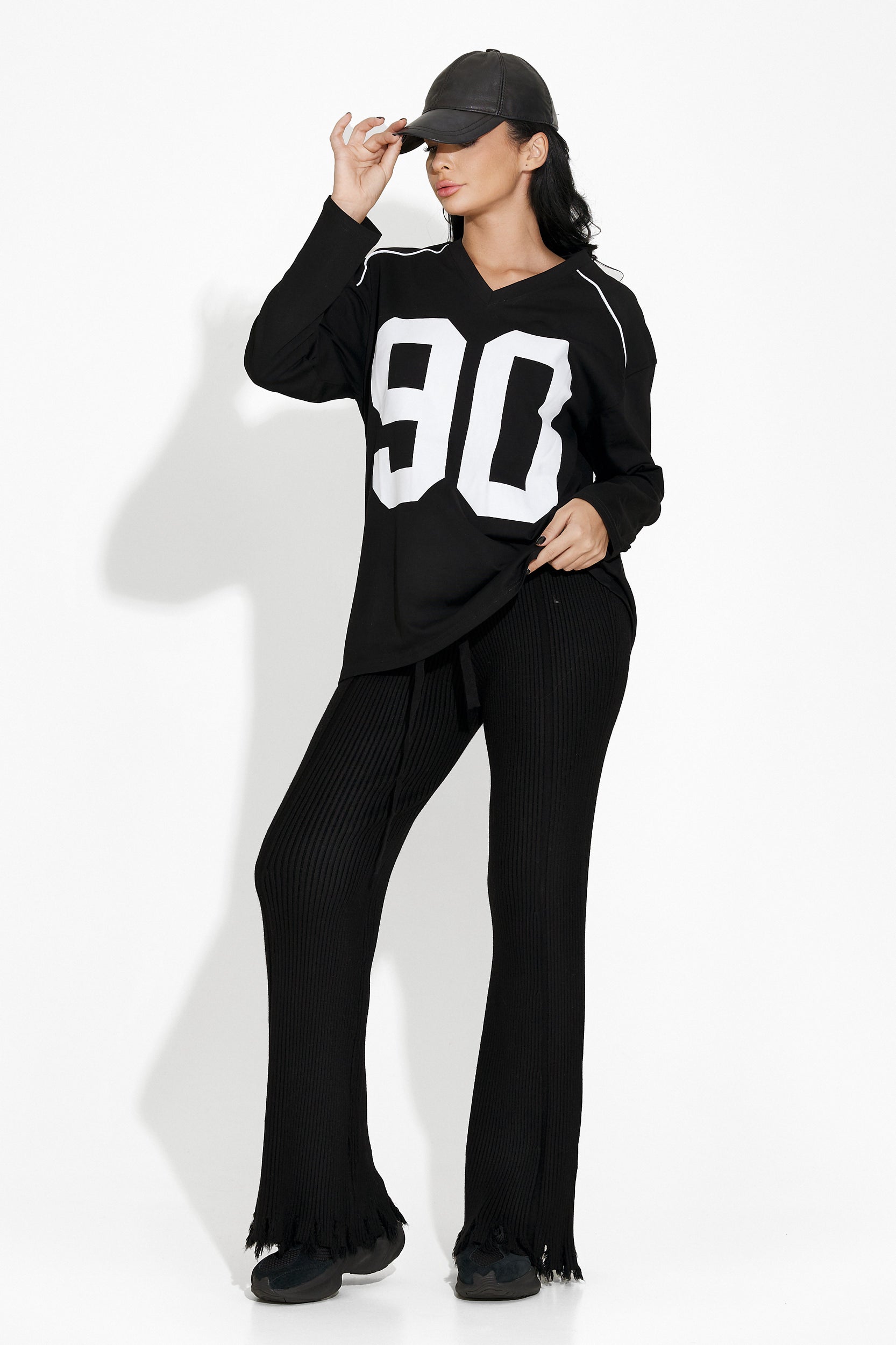 Pantaloni dama casual negri Lotie Bogas