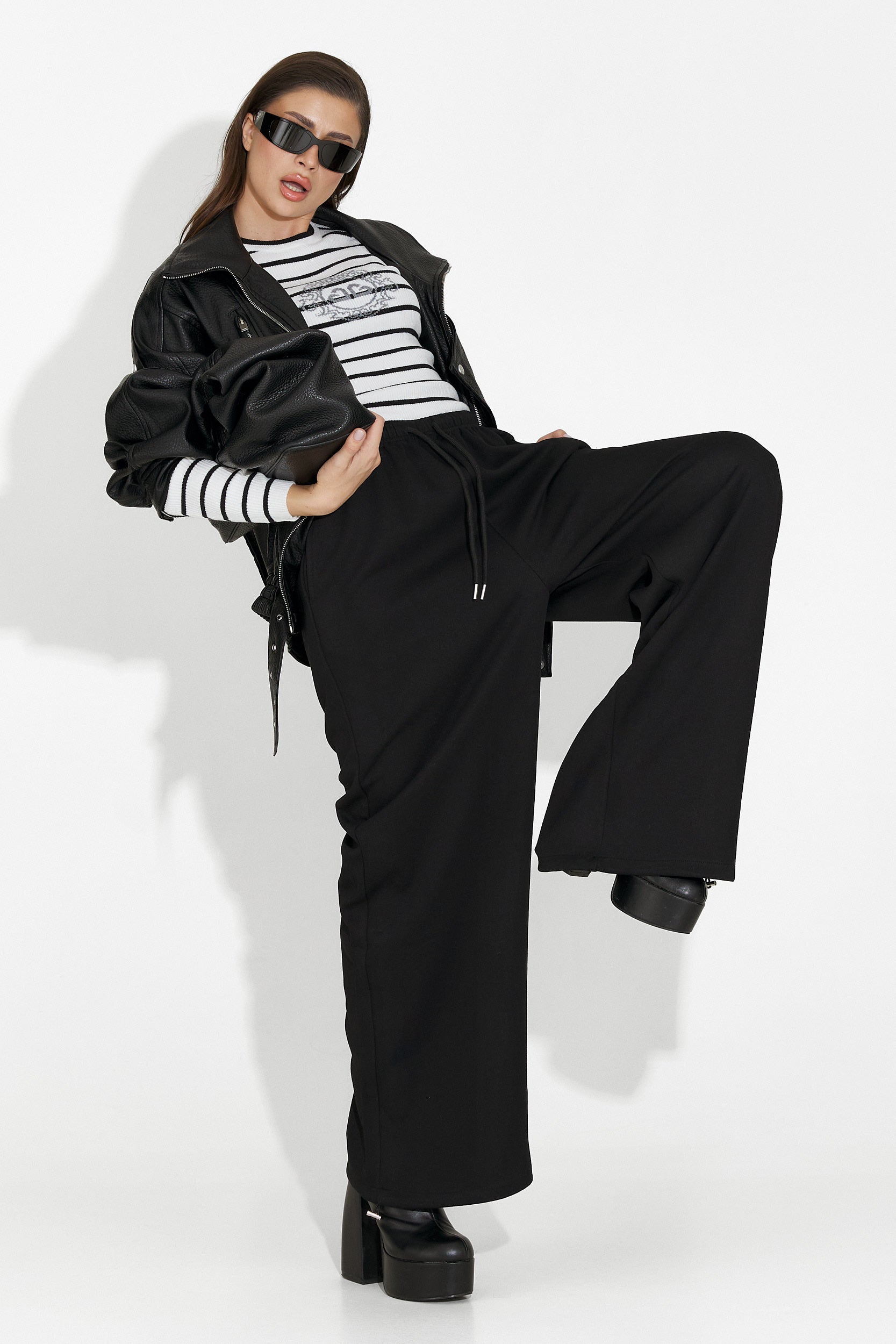 Pantaloni dama casual negri Novirene Bogas