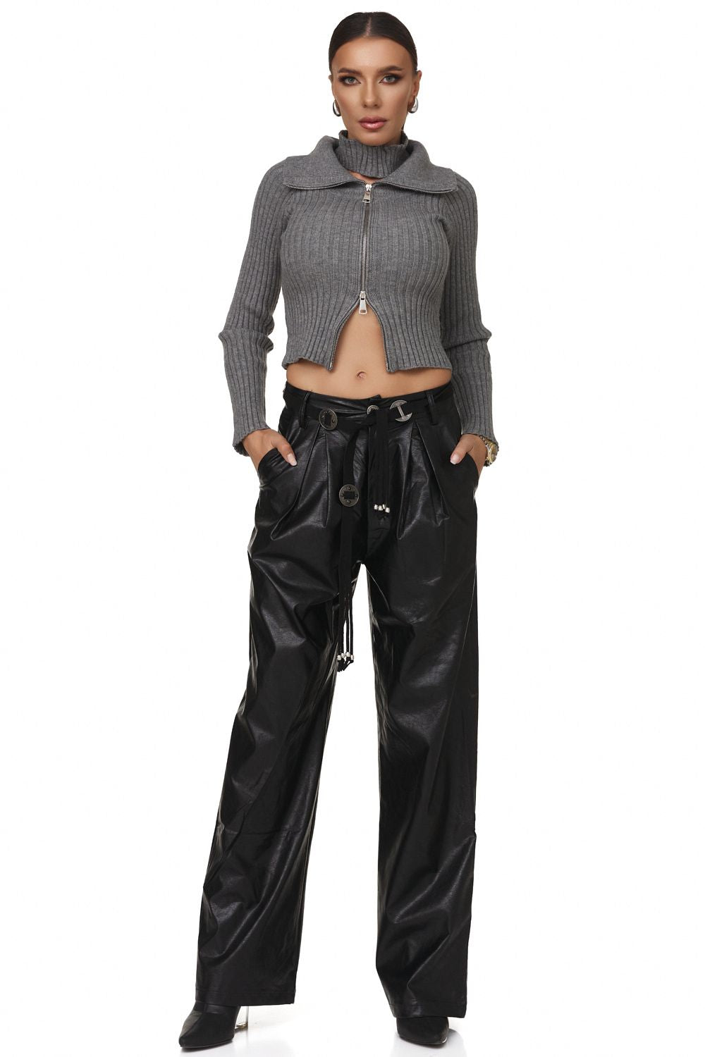 Pantaloni dama casual negri Yeleria Bogas