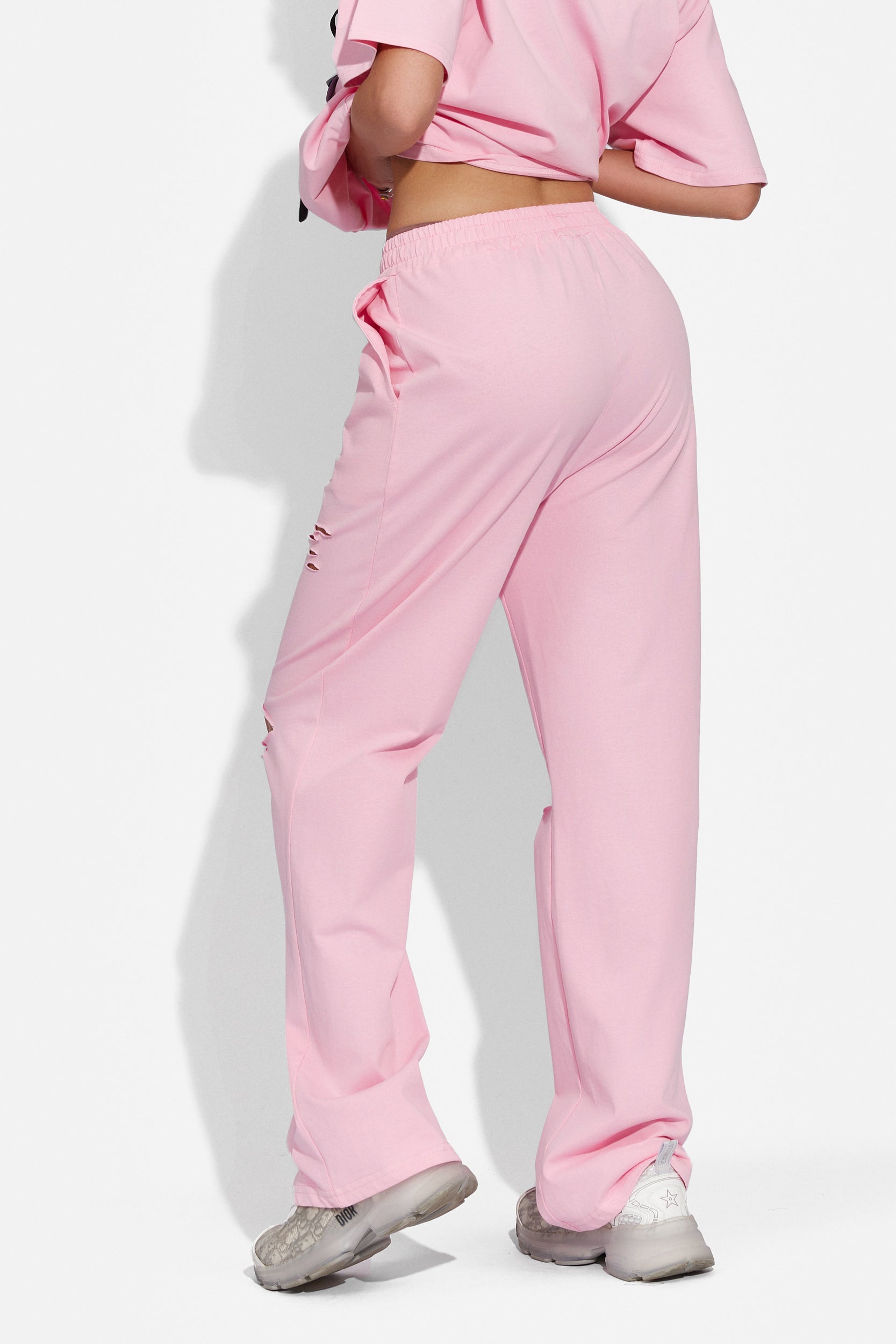 Ladies' casual trousers pink Bogas wash