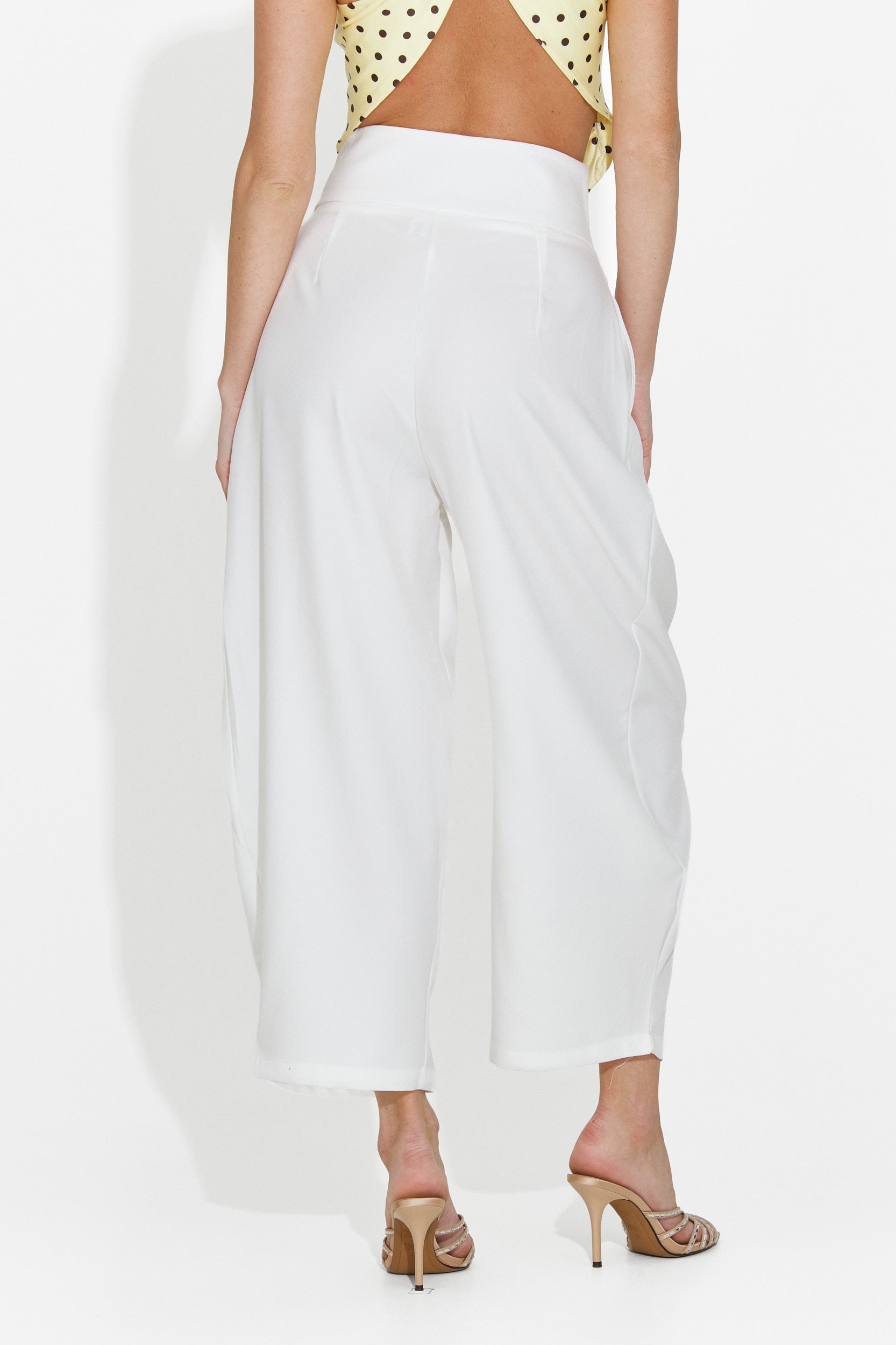 Pantaloni dama eleganti albi Kemily Bogas