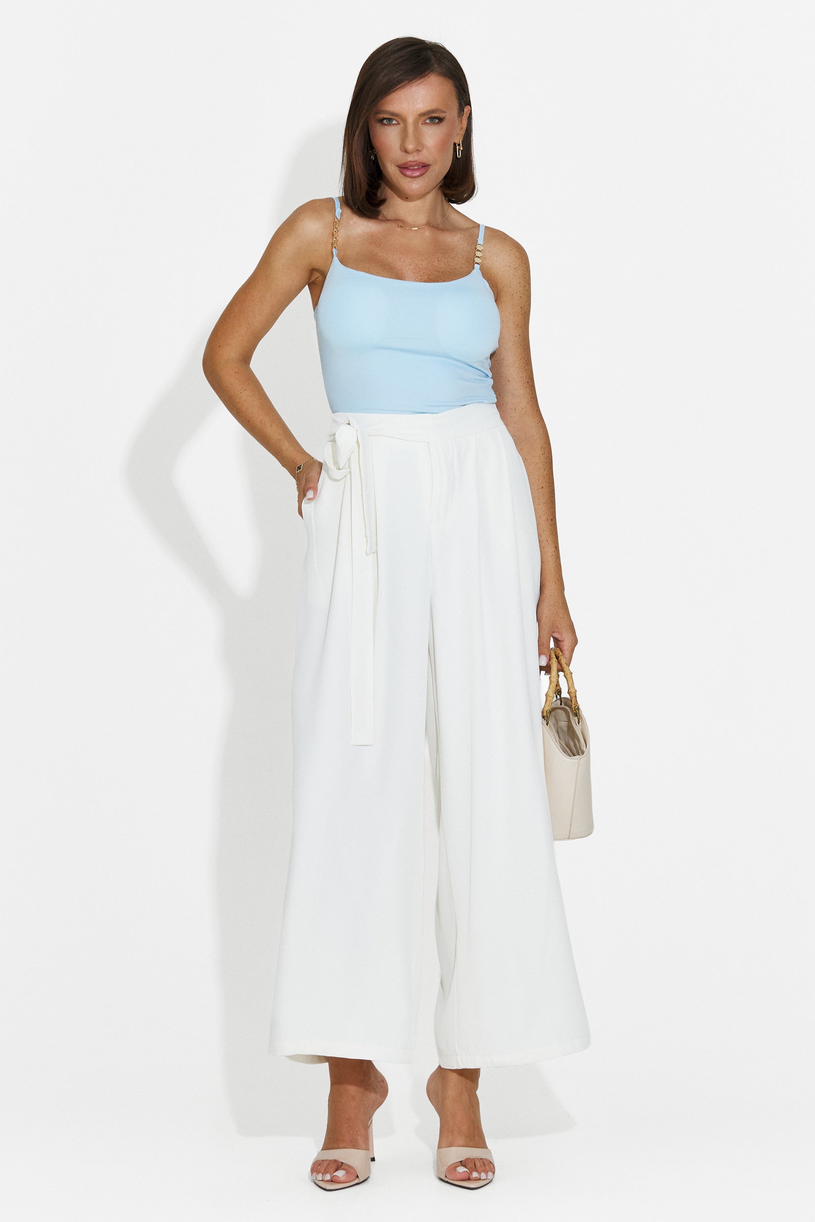 Pantaloni dama eleganti albi Lioria Bogas