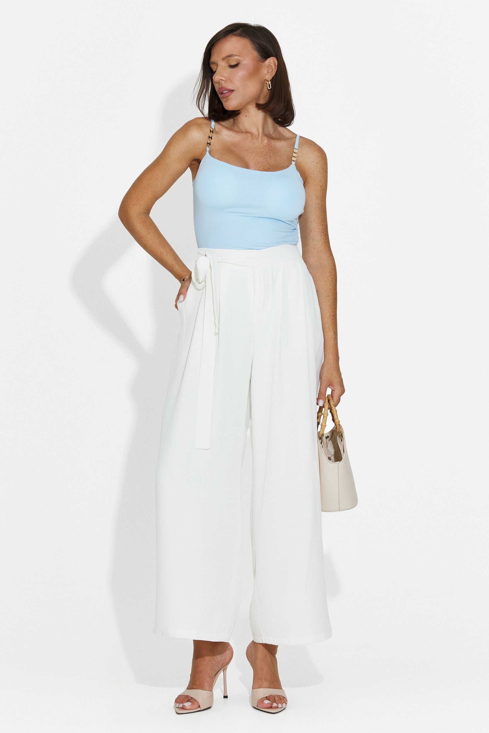 Pantaloni dama eleganti albi Lioria Bogas