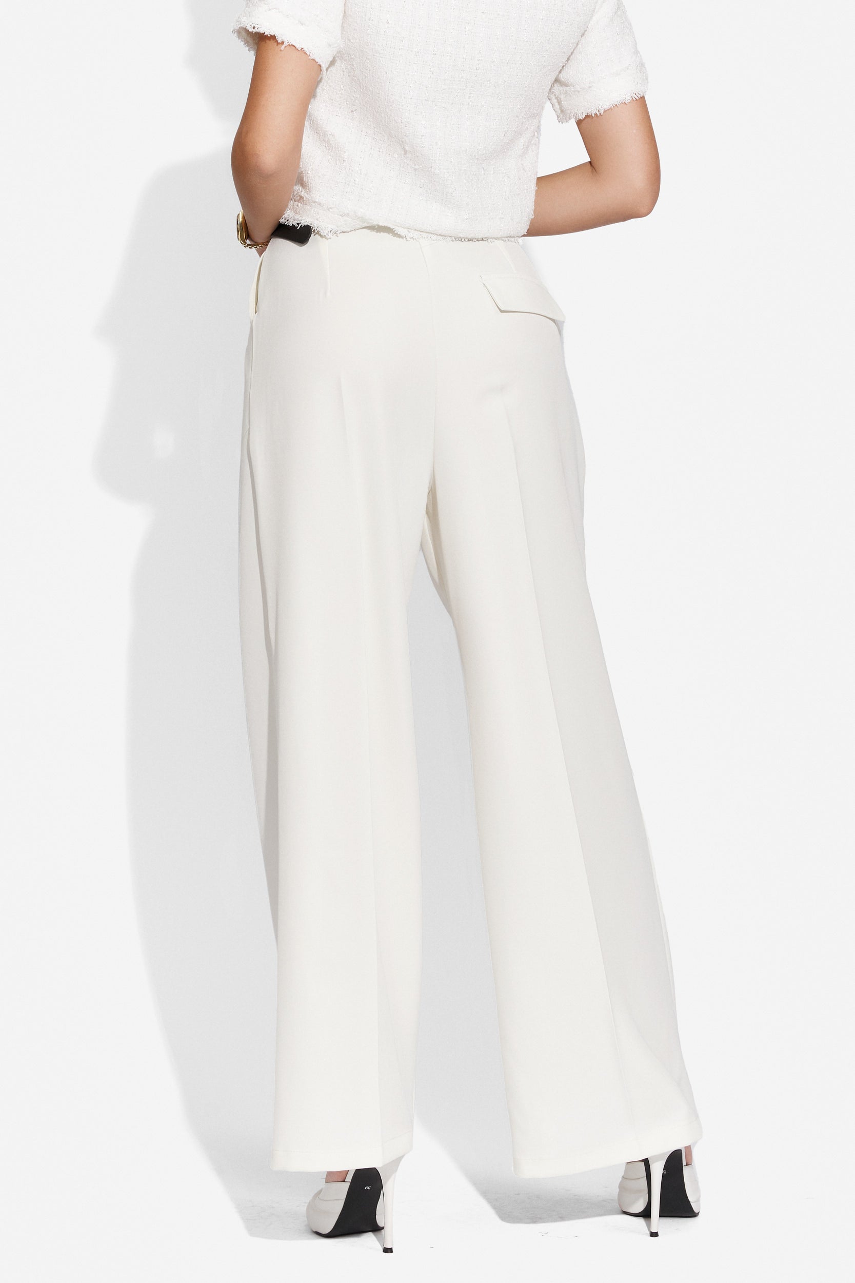Pantaloni dama eleganti albi Pantsy Bogas