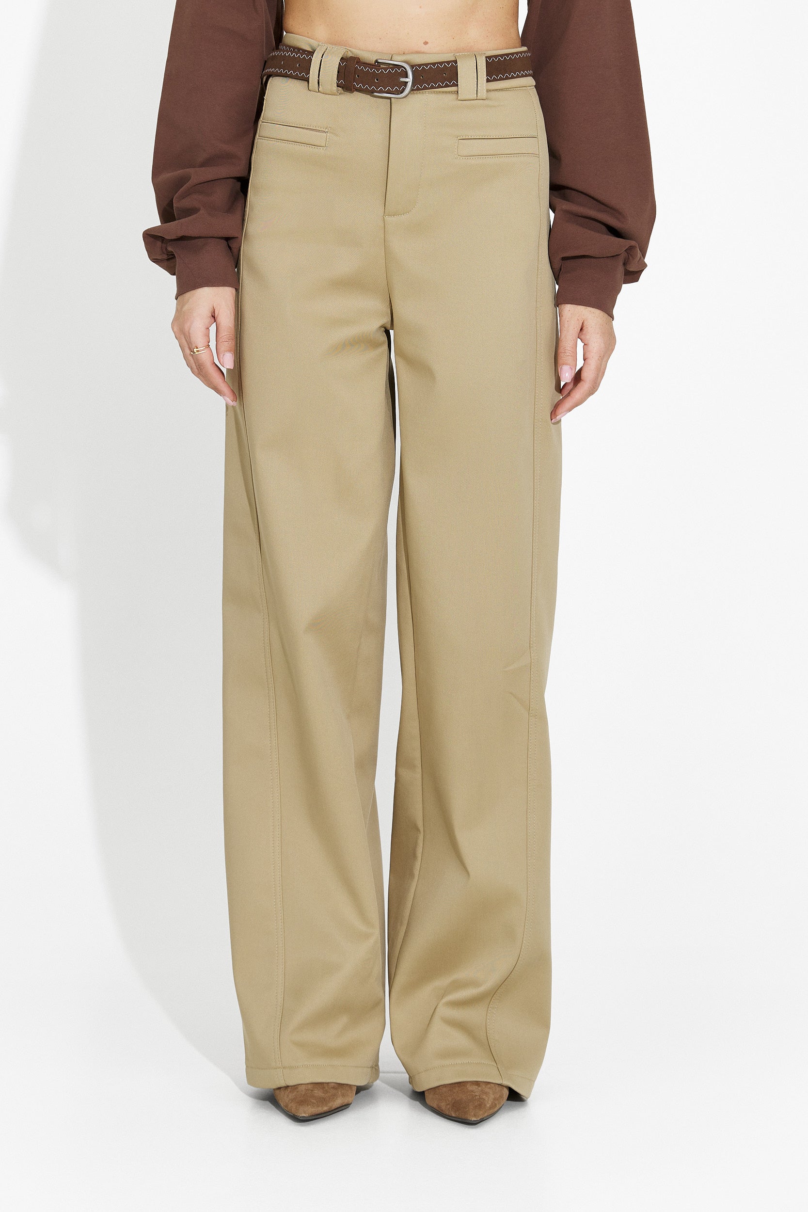 Elegant beige women's pants Avilina Bogas