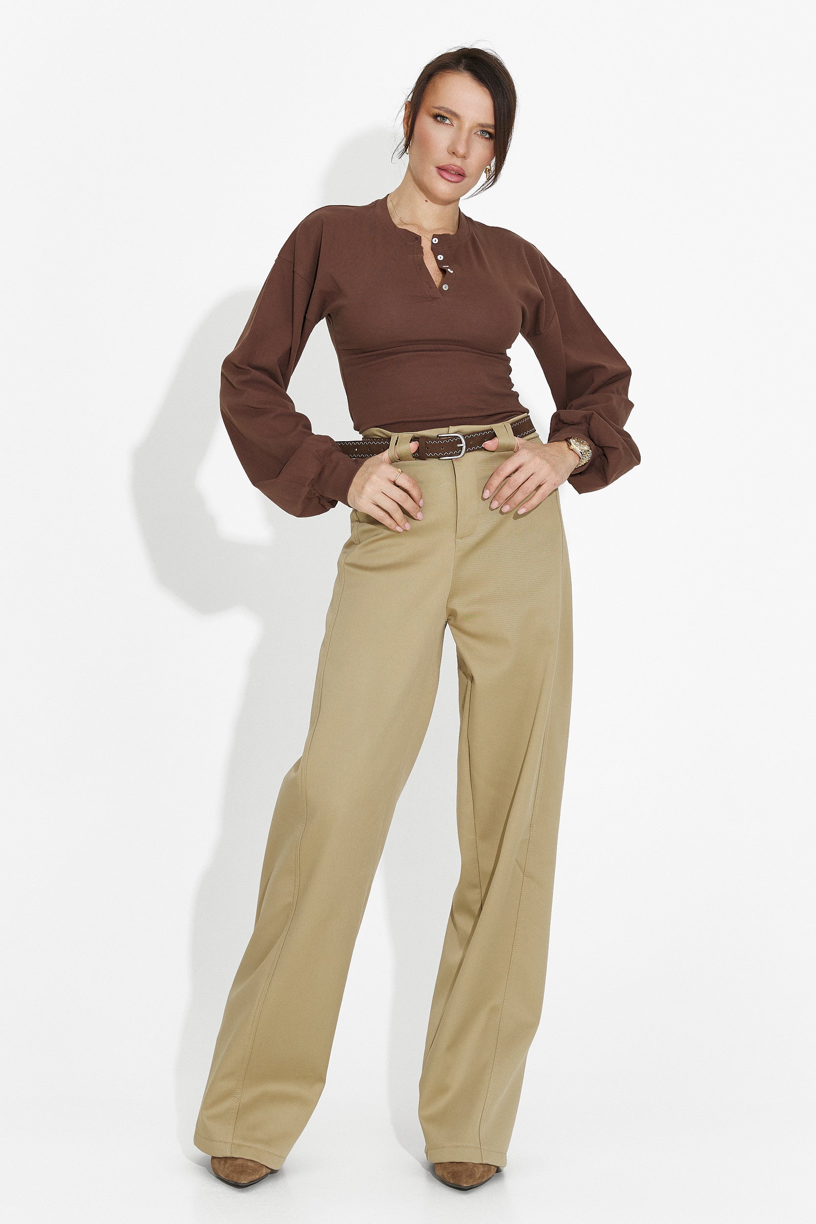 Elegant beige women's pants Avilina Bogas