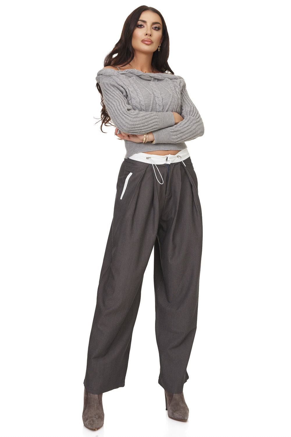 Pantaloni dama eleganti gri Medilea Bogas