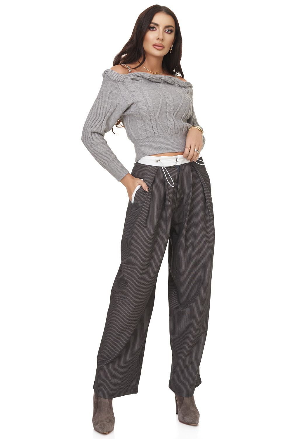 Pantaloni dama eleganti gri Medilea Bogas