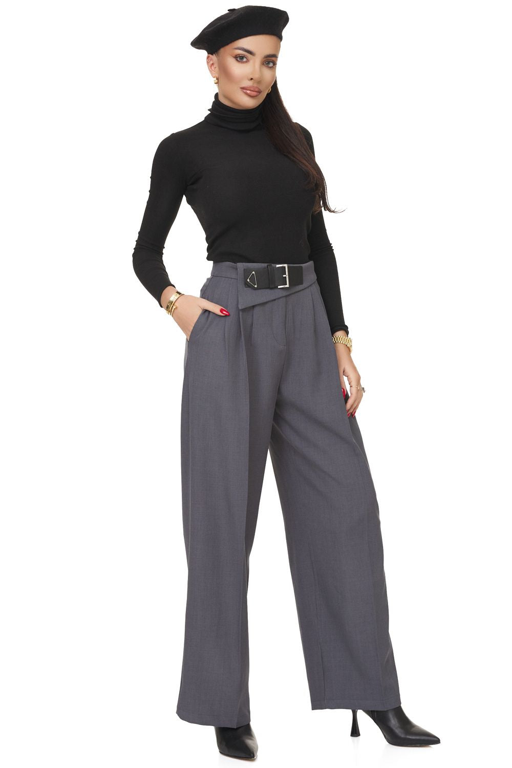 Pantaloni dama eleganti gri Mety Bogas