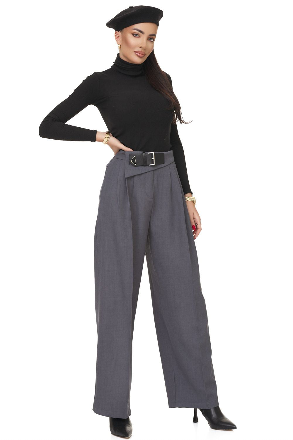 Pantaloni dama eleganti gri Mety Bogas